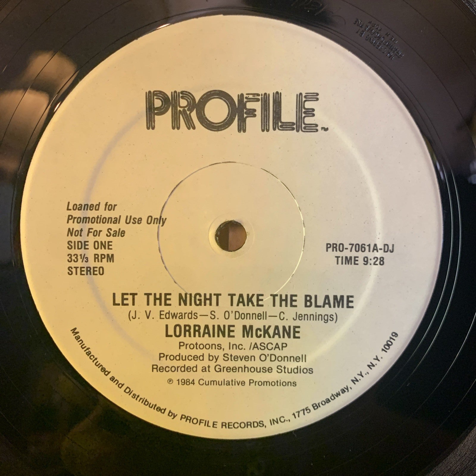 Lorraine McKane ‎– Let The Night Take The Blame - 12” PROMO - EX/NM