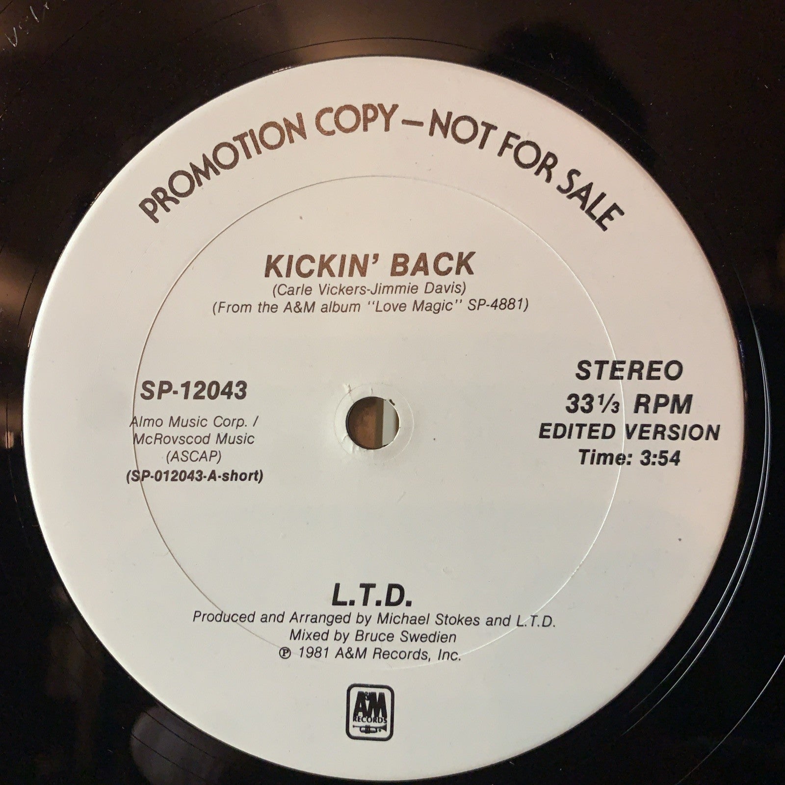 L.T.D. ‎– Kickin' Back -  A&M Records ‎– SP-12043 - 12” Promo - NM (M-)