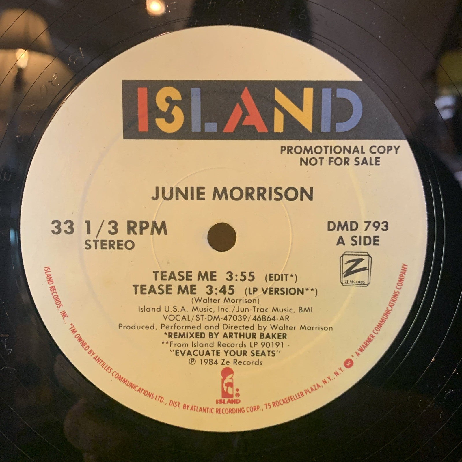 Junie Morrison ‎– Tease Me -  Island Records ‎– DMD 793 - 12” Promo - NM/NM