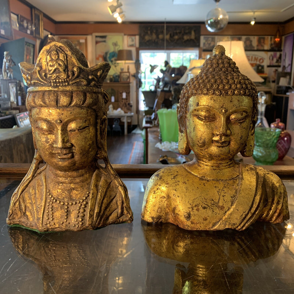 Pair Of Early 20th Century 8” Cast Iron Buddha Statues