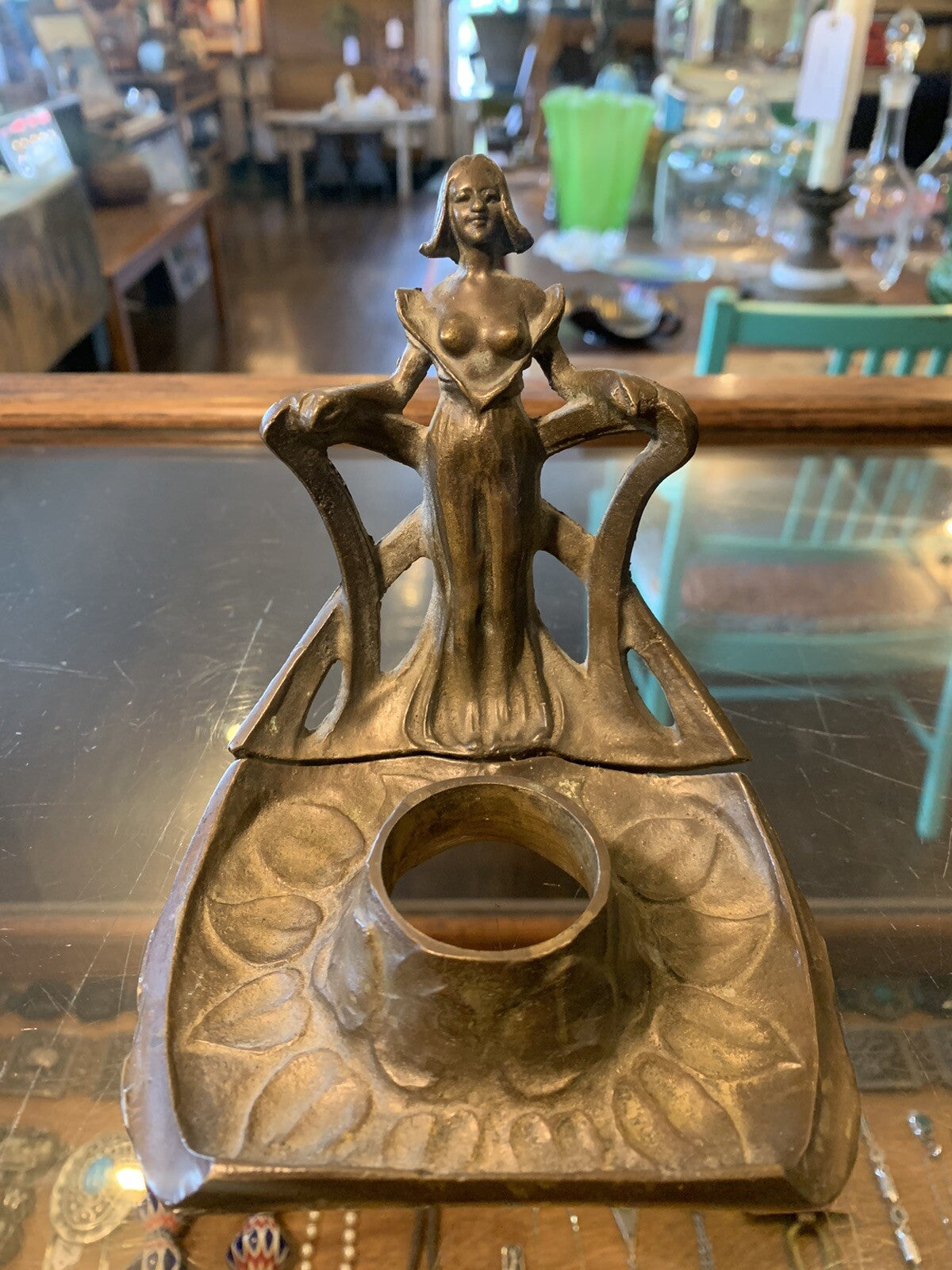 Bronze Cast Victorian Ink Well