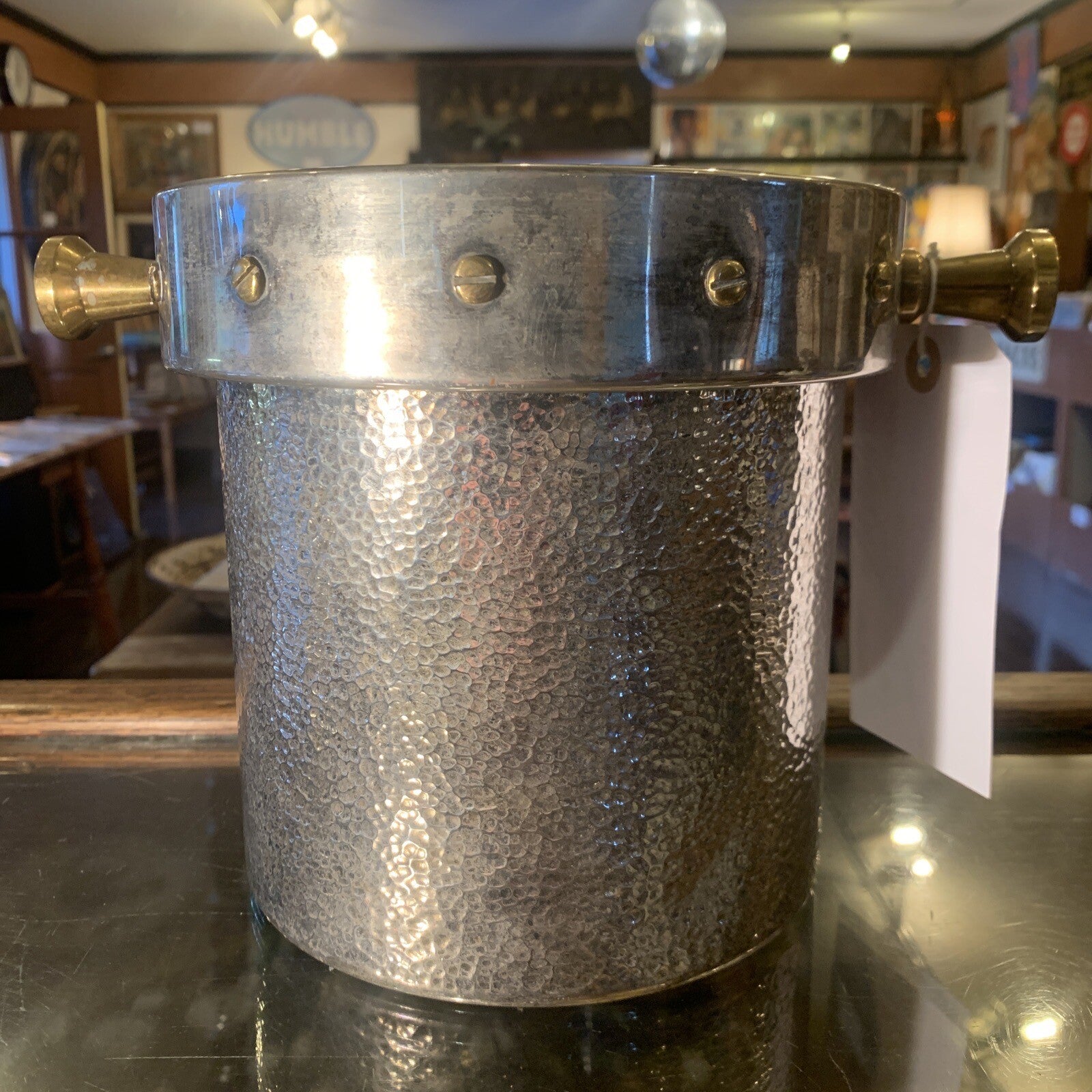 Rare Mid-Century Antique Hand Forged Silver Ice Bucket