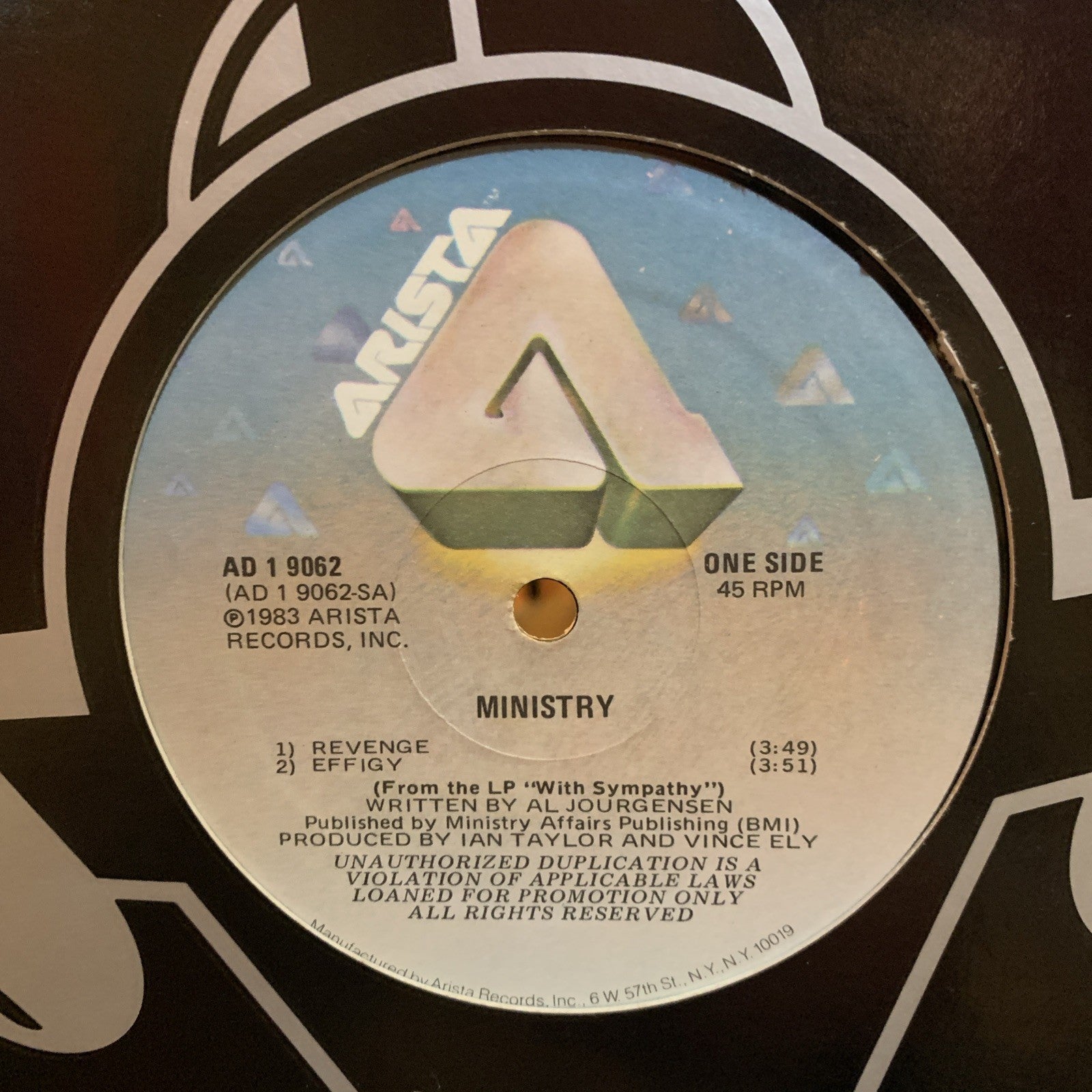 Ministry – Revenge - Arista – AD 1 9062 - Gold Promo - NM+