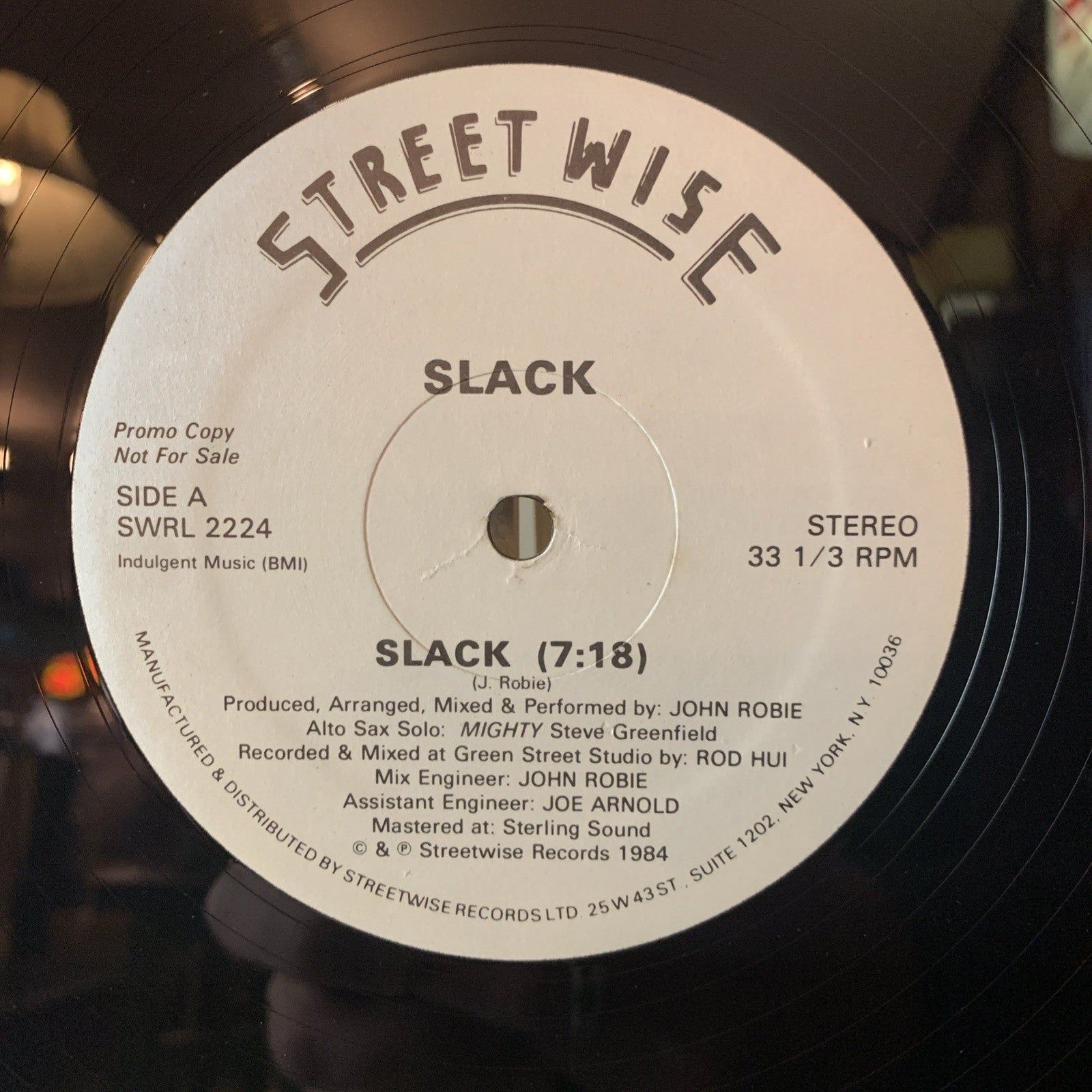Slack ‎– Slack - Streetwise ‎– SWRL 2224 - 12” Promo - NEAR MINT+