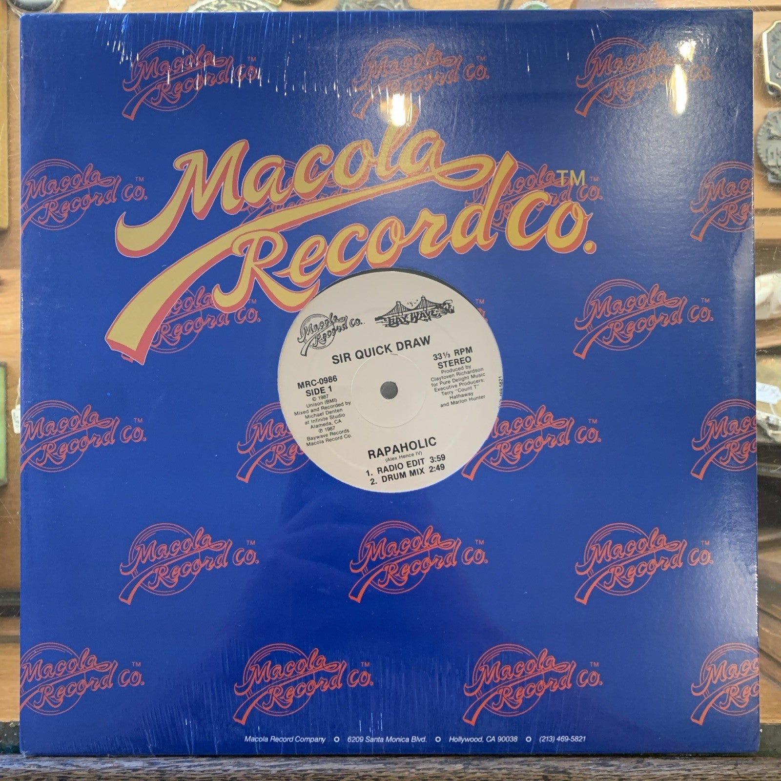 Sir Quick Draw - Rapaholic (12") Bay Wave/Macola MRC-0986 Vinyl 1987 Hip Hop