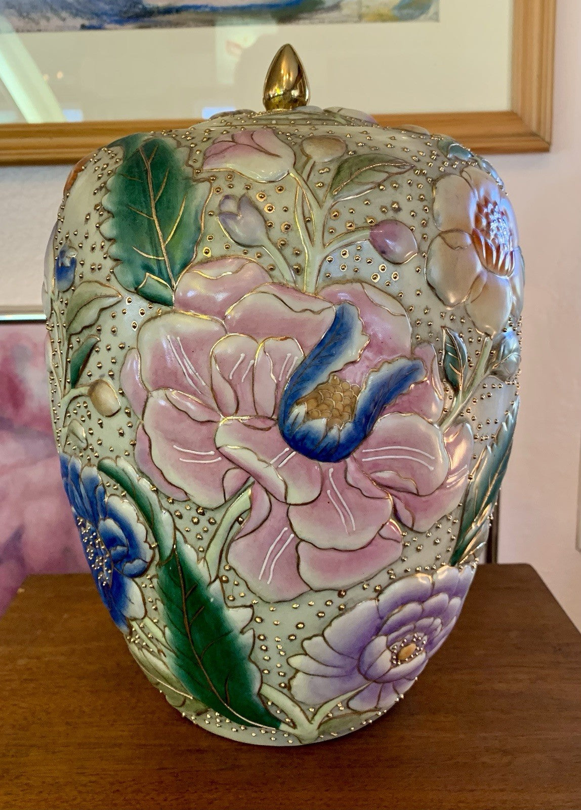 Antique Chinese Porcelain Famille-Rose Qing Dynasty QianLong Jar w/ Flowers