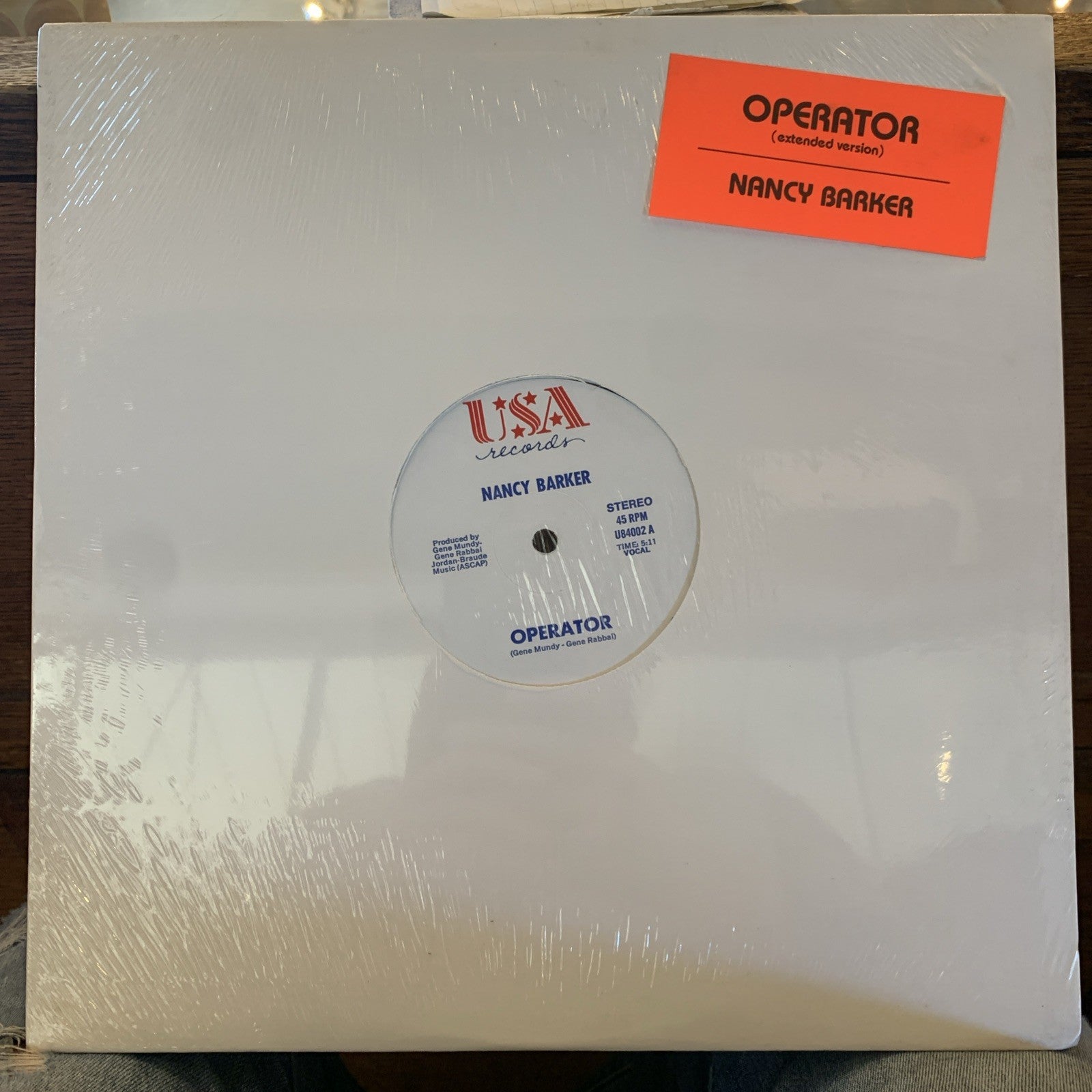 Nancy Barker - Operator - 12” SINGLE Vinyl Record Album - Sealed + Hype Sticker