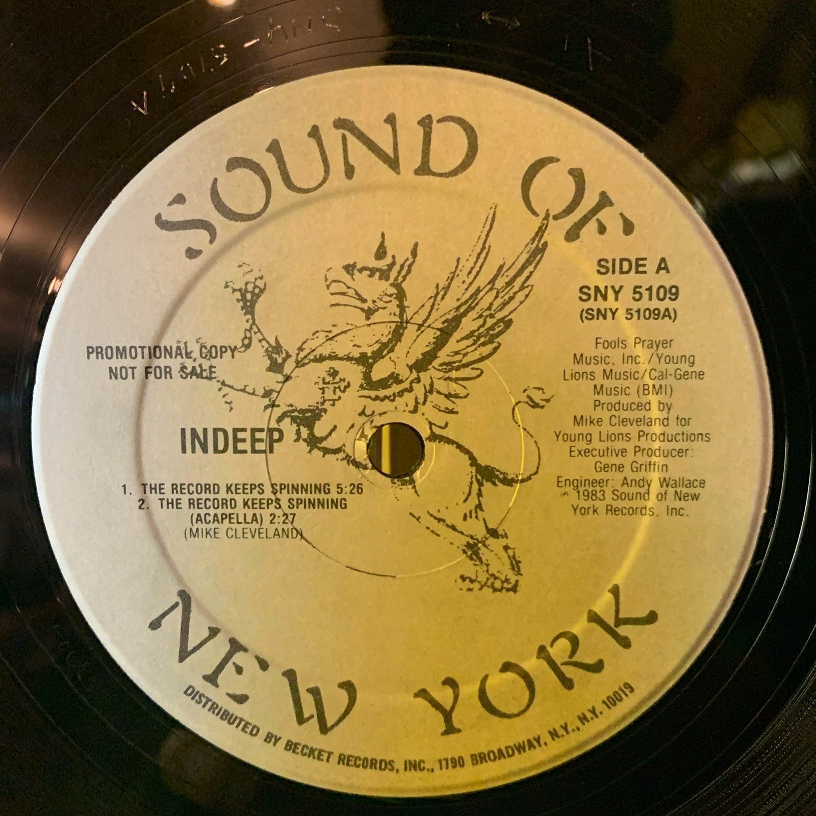 Indeep – The Record Keeps Spinning - Sound Of New York – SNY 5109 - 12” PROMO NM