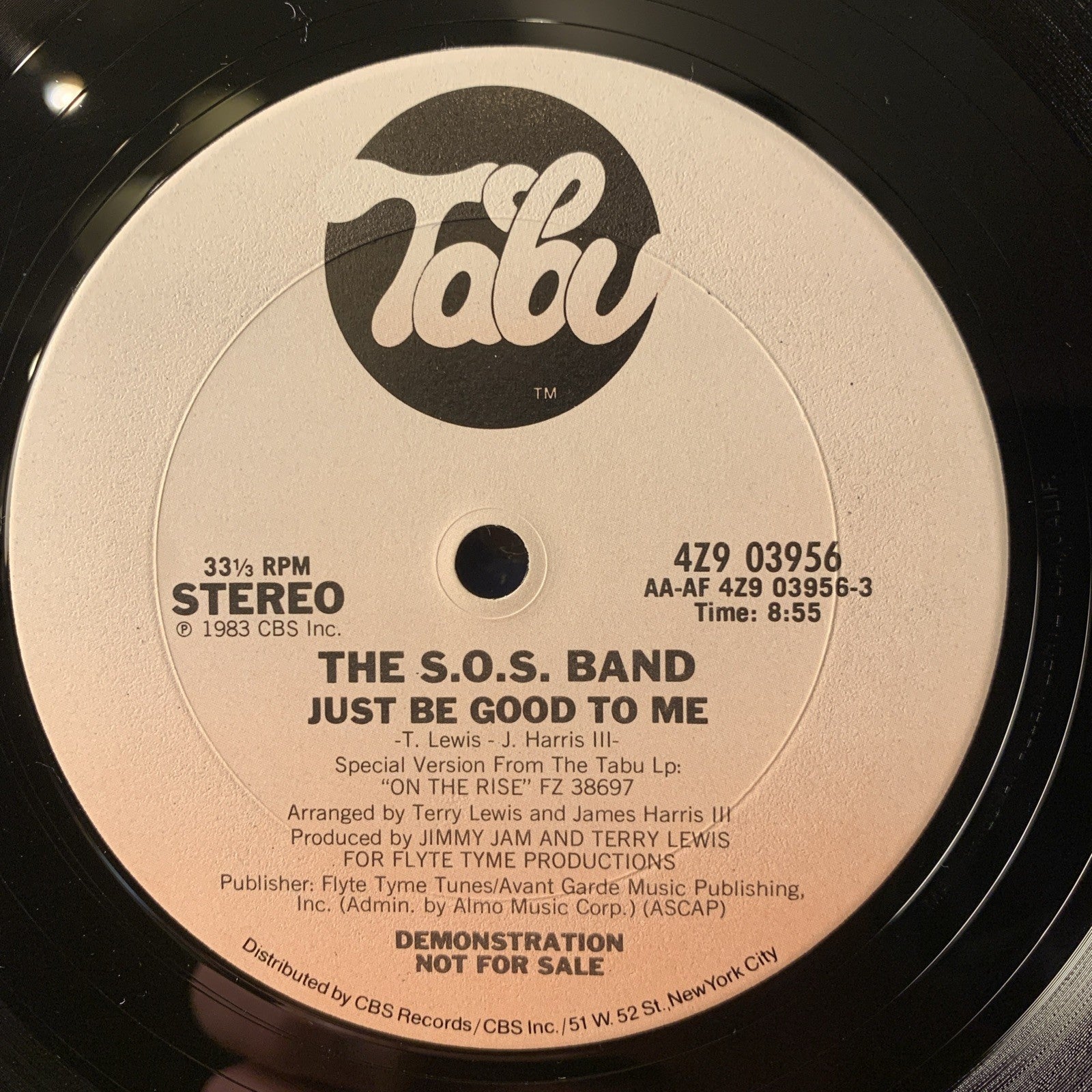 The S.O.S. Band ‎– Just Be Good To Me - Tabu Records ‎– 4Z9 03956 - 12” Promo NM