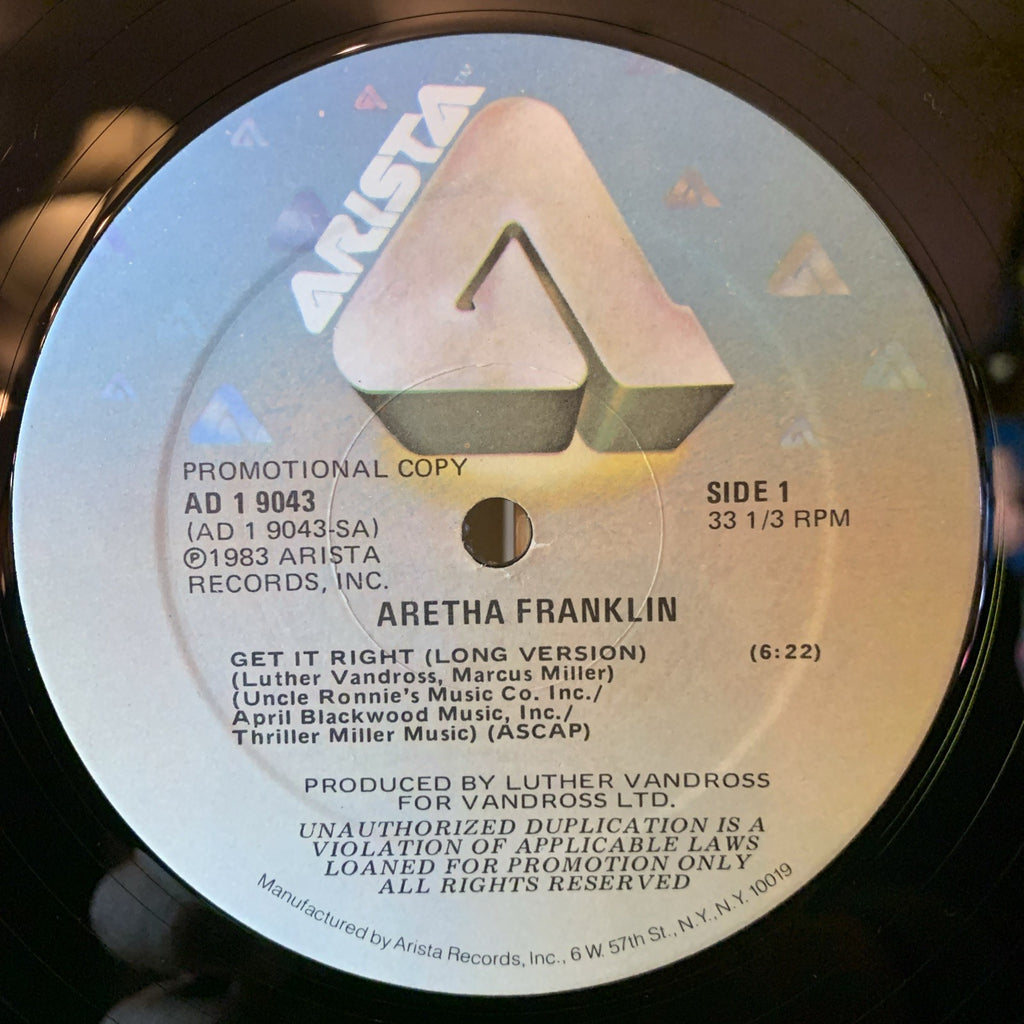 Aretha Franklin ‎– Get It Right (Long Version) - 12” Promo - NM(M-)