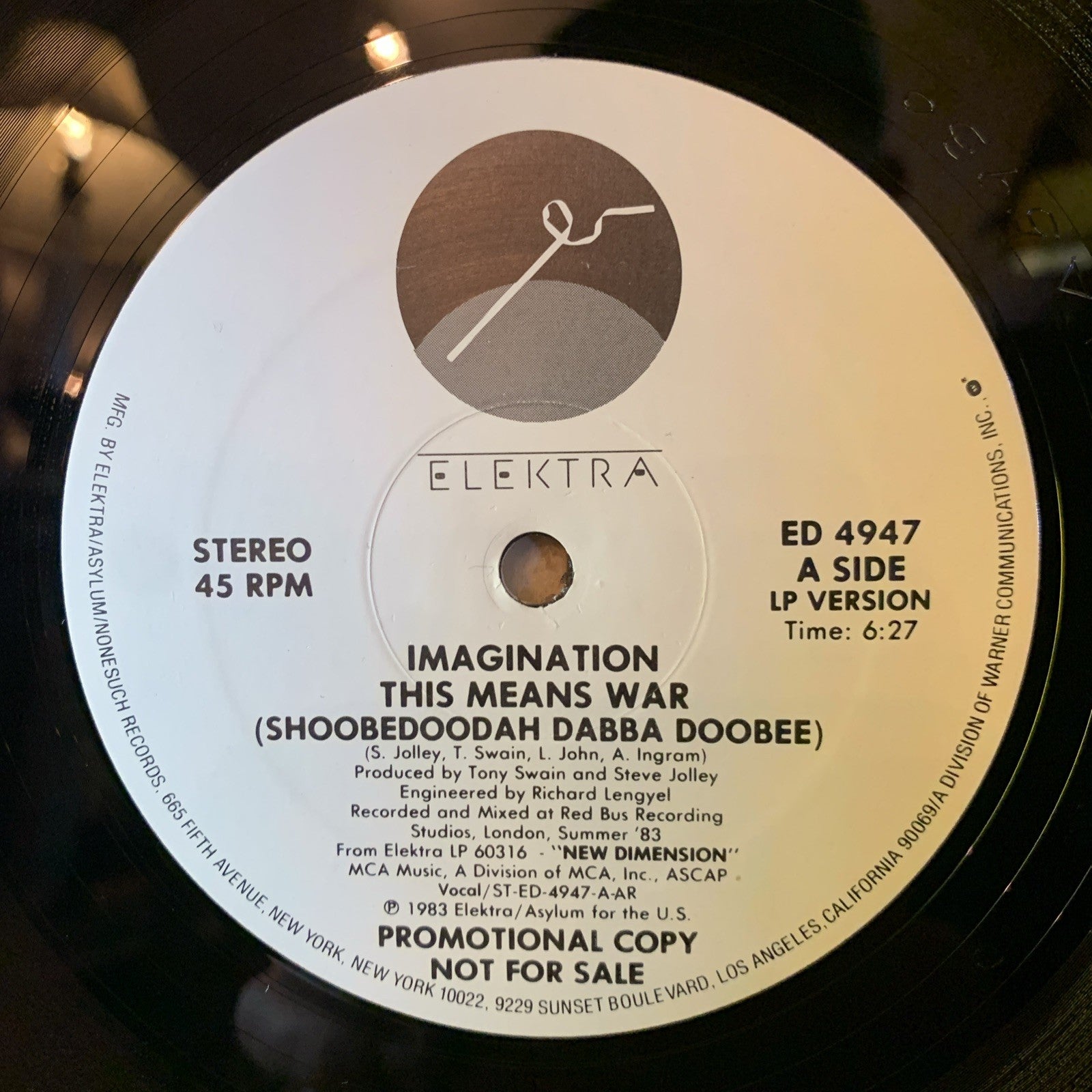 Imagination ‎– This Means War (Shoobedoodah Dabba Doobee) - 12” Promo - NM (M-)