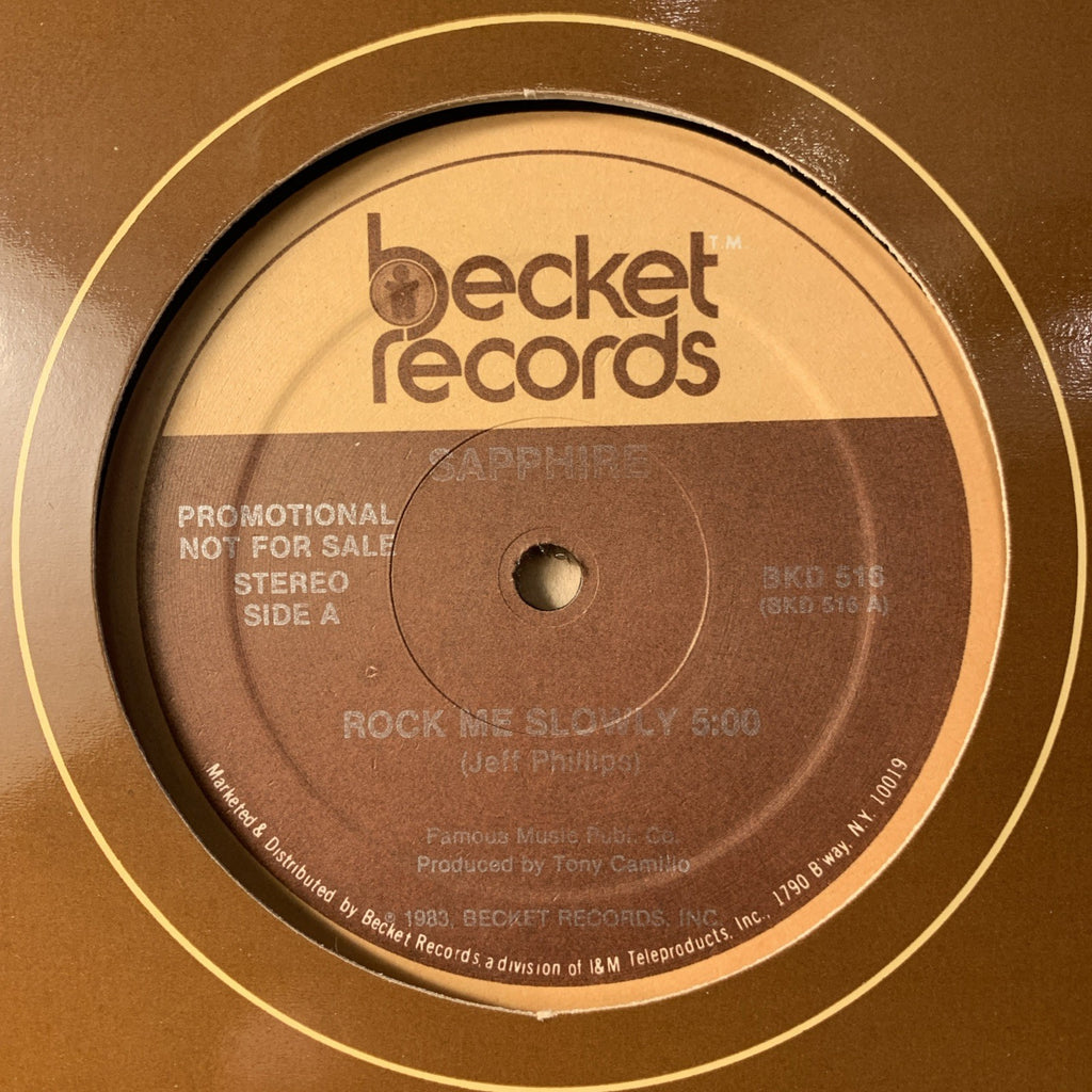Sapphire – Rock Me Slowly / Make Love To The Music - 12” Promo - NEAR MINT+