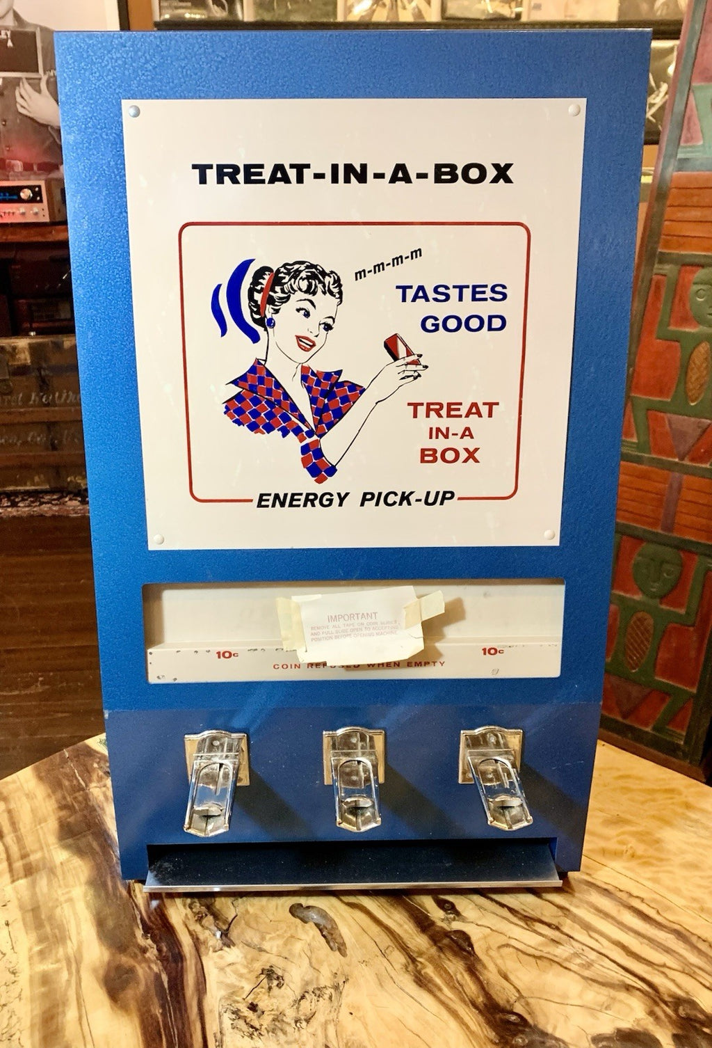 Antique 1950s Treat-In-A-Box Vending Machine - Working - With Key - Paperwork