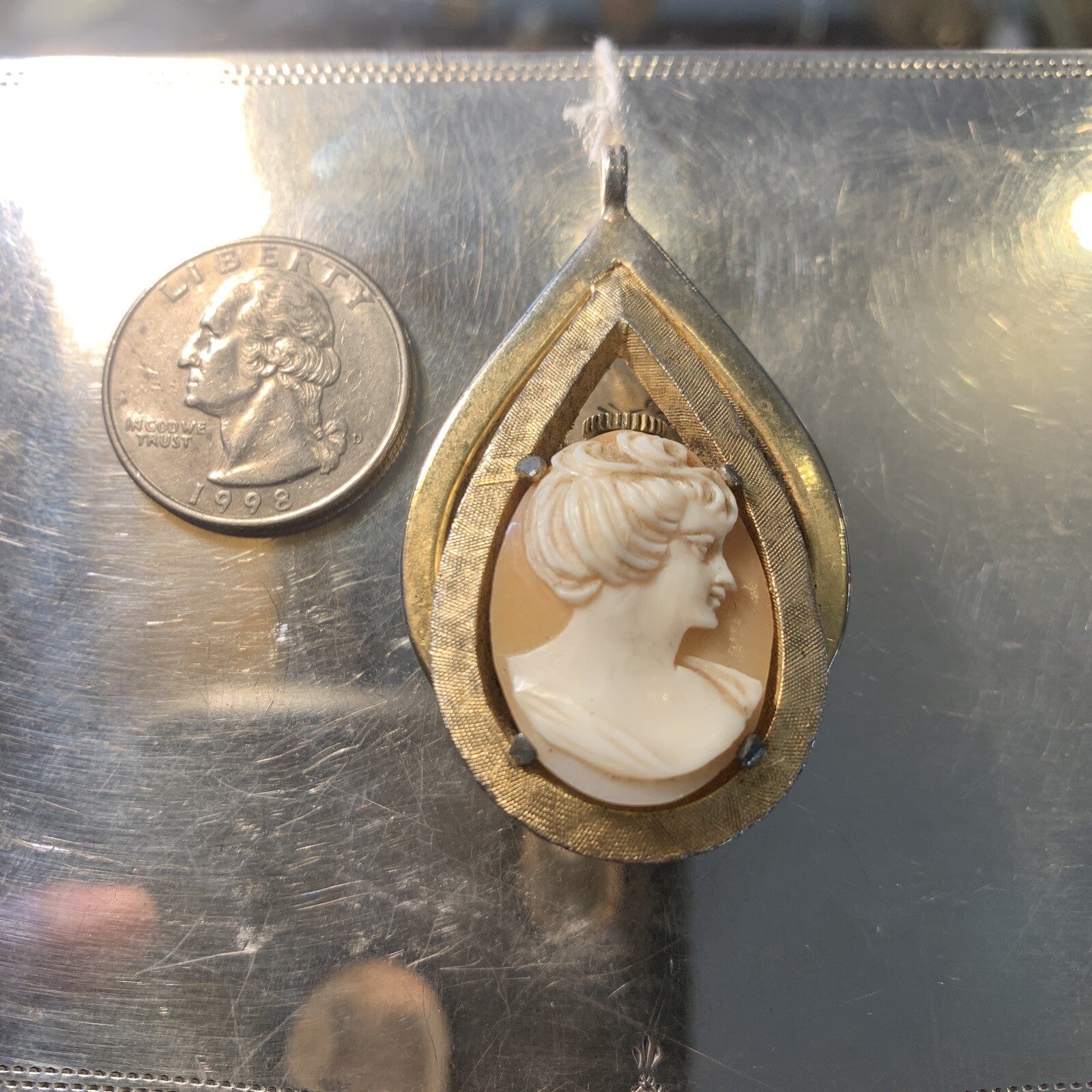 Vintage Cameo Necklace Pendant With A Taylor Watch/Clock - Still Works
