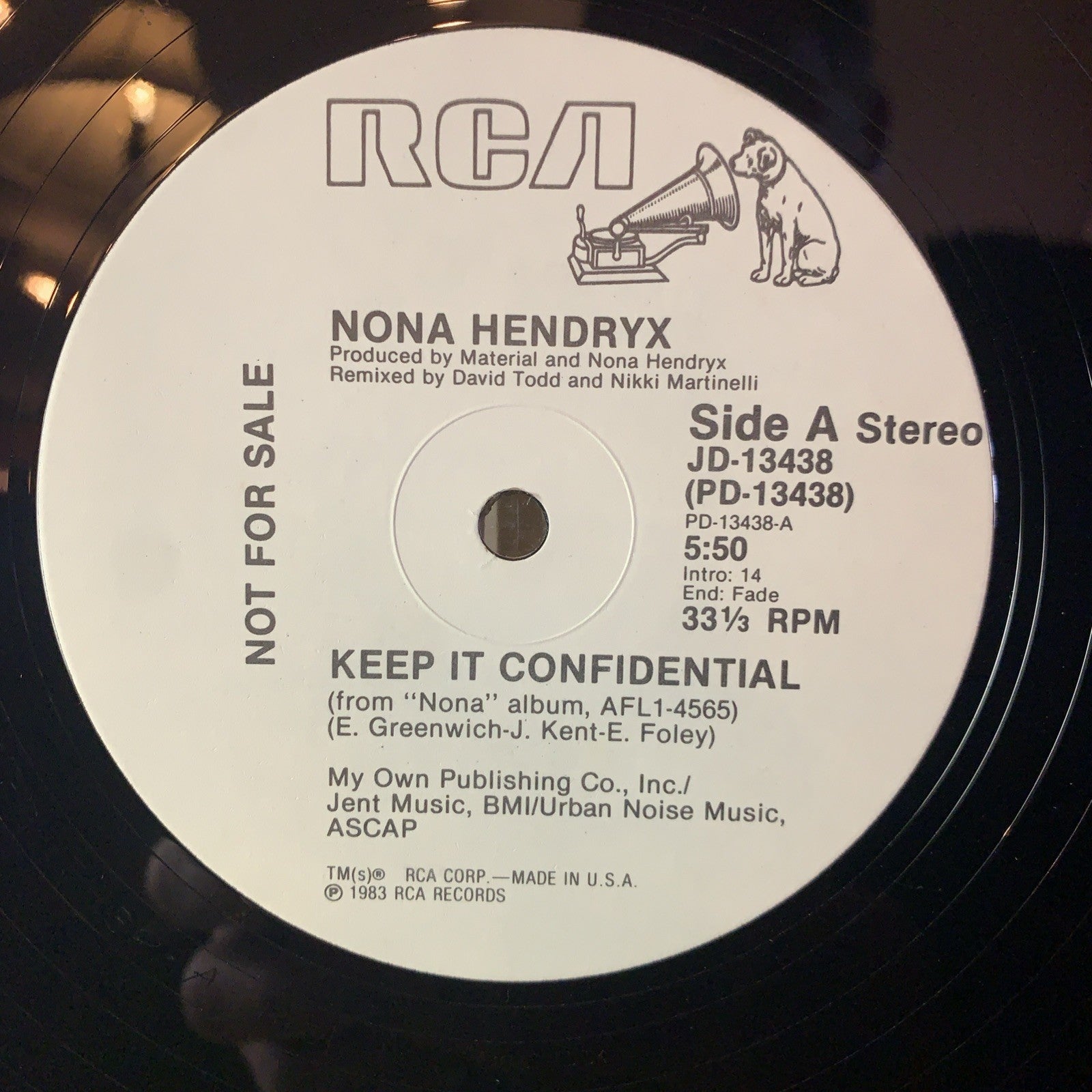 Nona Hendryx ‎– Keep It Confidential - RCA Victor ‎– JD-13438 12” Promo NM (M-)
