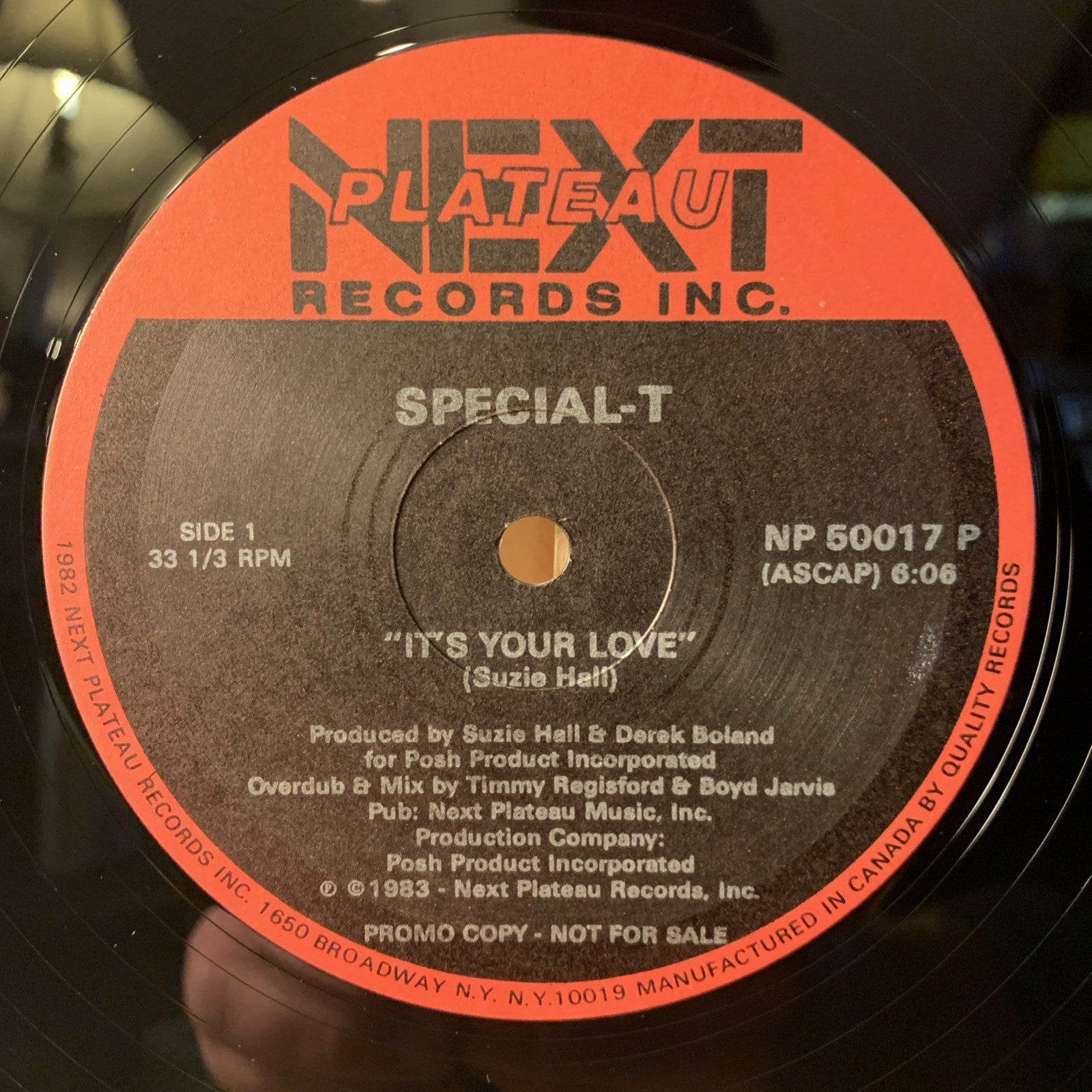 Special-T ‎– It's Your Love - Next Plateau Records Inc. ‎– 12” Promo - NEAR MINT