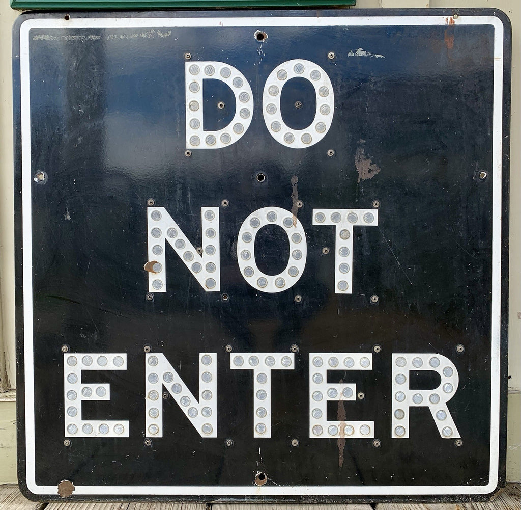 Original 1950s Porcelain DO NOT ENTER Freeway Sign With Reflectors