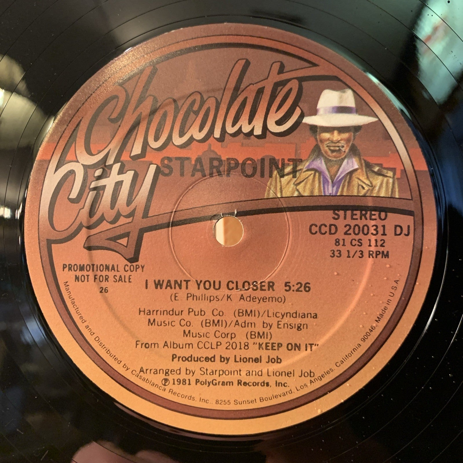 Starpoint – I Want You Closer - Chocolate City – CCD 20031 DJ - 12” Promo NM+