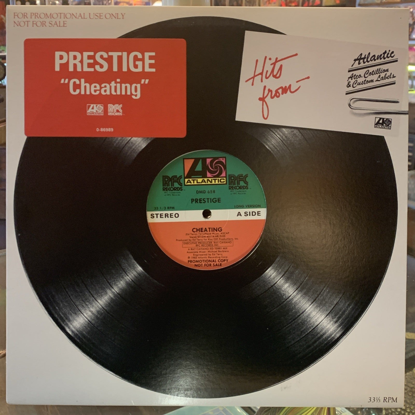 Prestige ‎– Cheating -  Atlantic ‎– DMD 658 - Hype Sticker - Promo - NM+