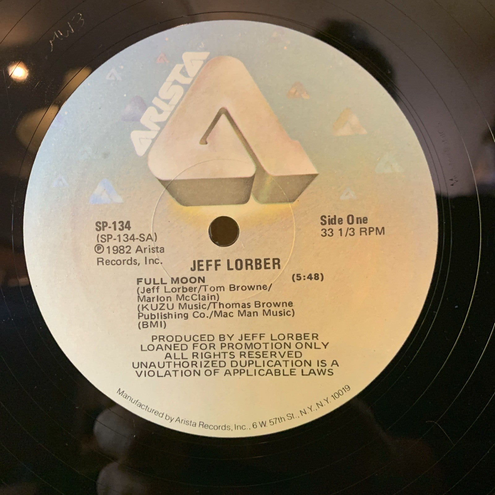 Jeff Lorber – Full Moon - Arista – SP-134 - 12” Promo - NEAR MINT (M-)