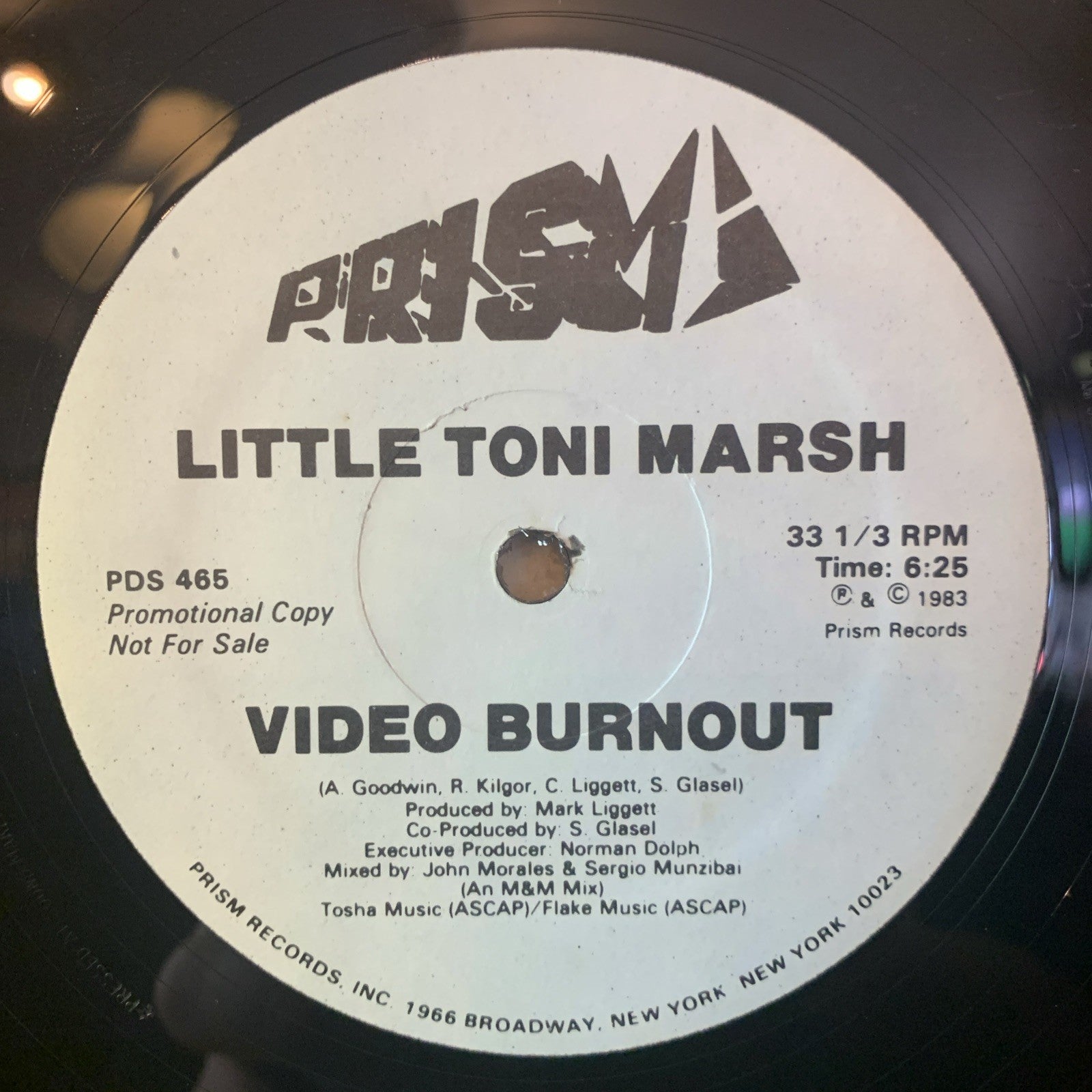 Little Toni Marsh ‎– Video Burnout -  Prism ‎– PDS 465 - 12” Promo - NM(M-)