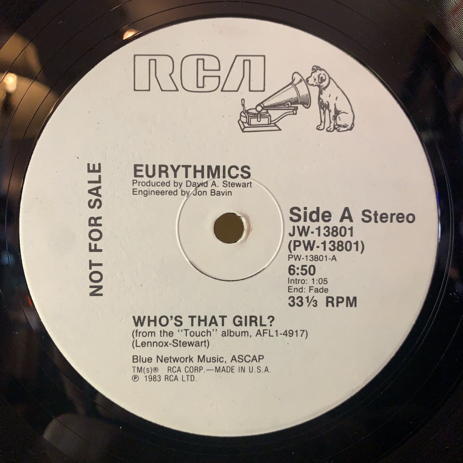 Eurythmics ‎– Who's That Girl? - RCA – JW-13801 - 12” Promo - NM(M-)