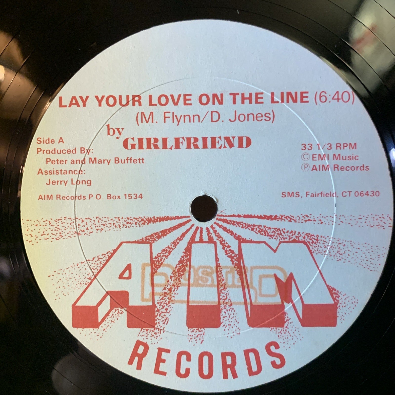 Girlfriend – Lay Your Love On The Line - AIM Records – AIM 12104 - 12” Promo NM