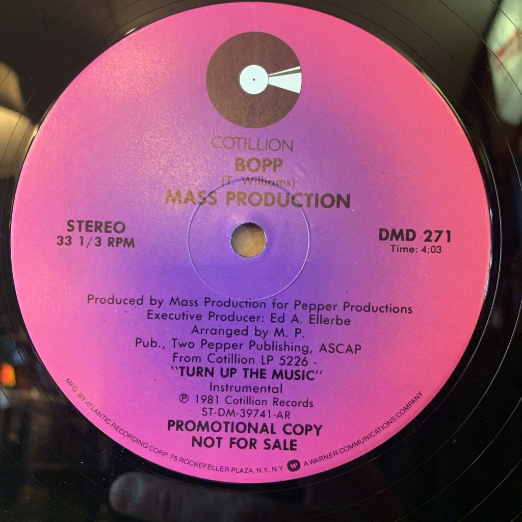Mass Production ‎– Turn Up The Music / Bopp - DMD 271 - 12” Promo - EX/NM