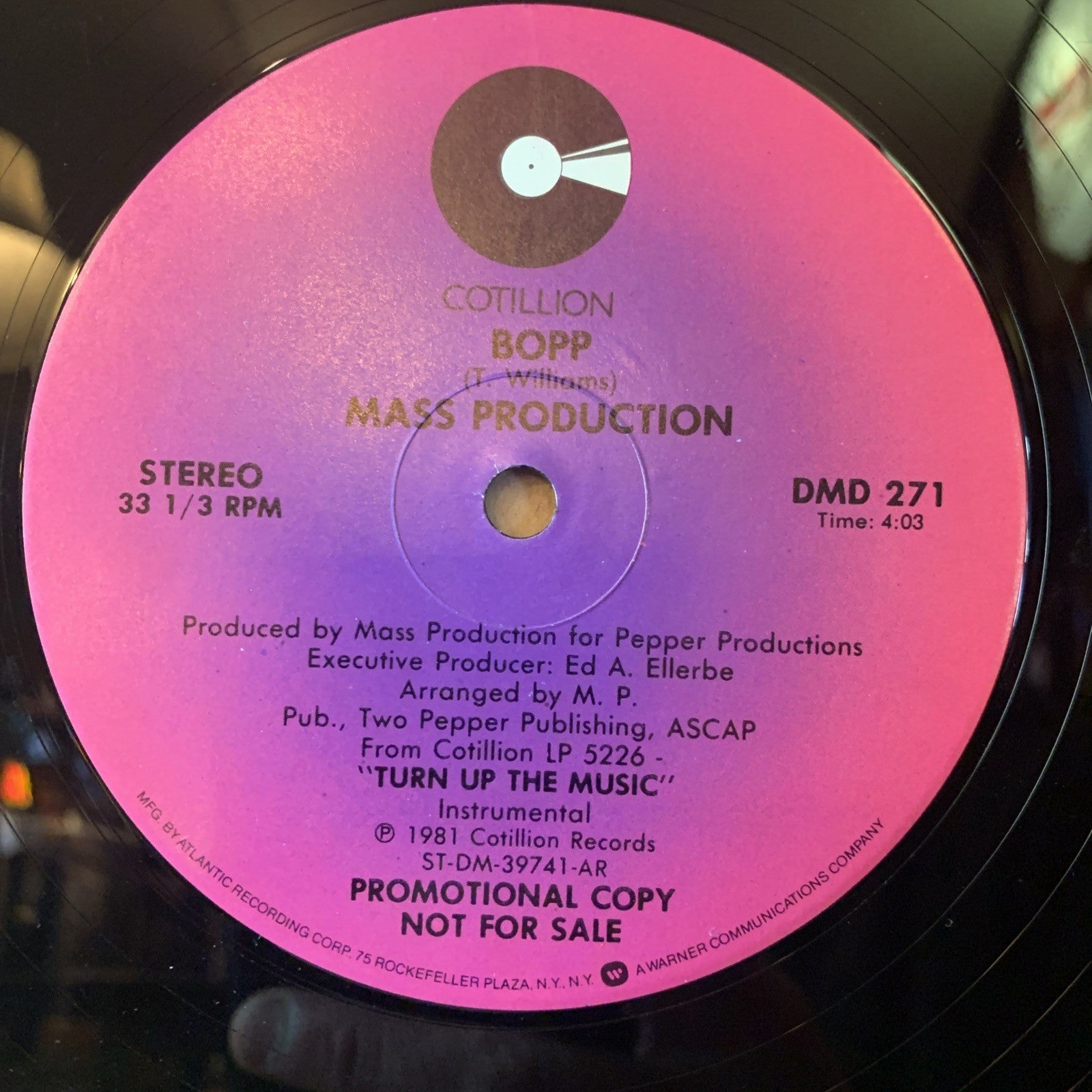 Mass Production ‎– Turn Up The Music / Bopp - DMD 271 - 12” Promo - EX/NM