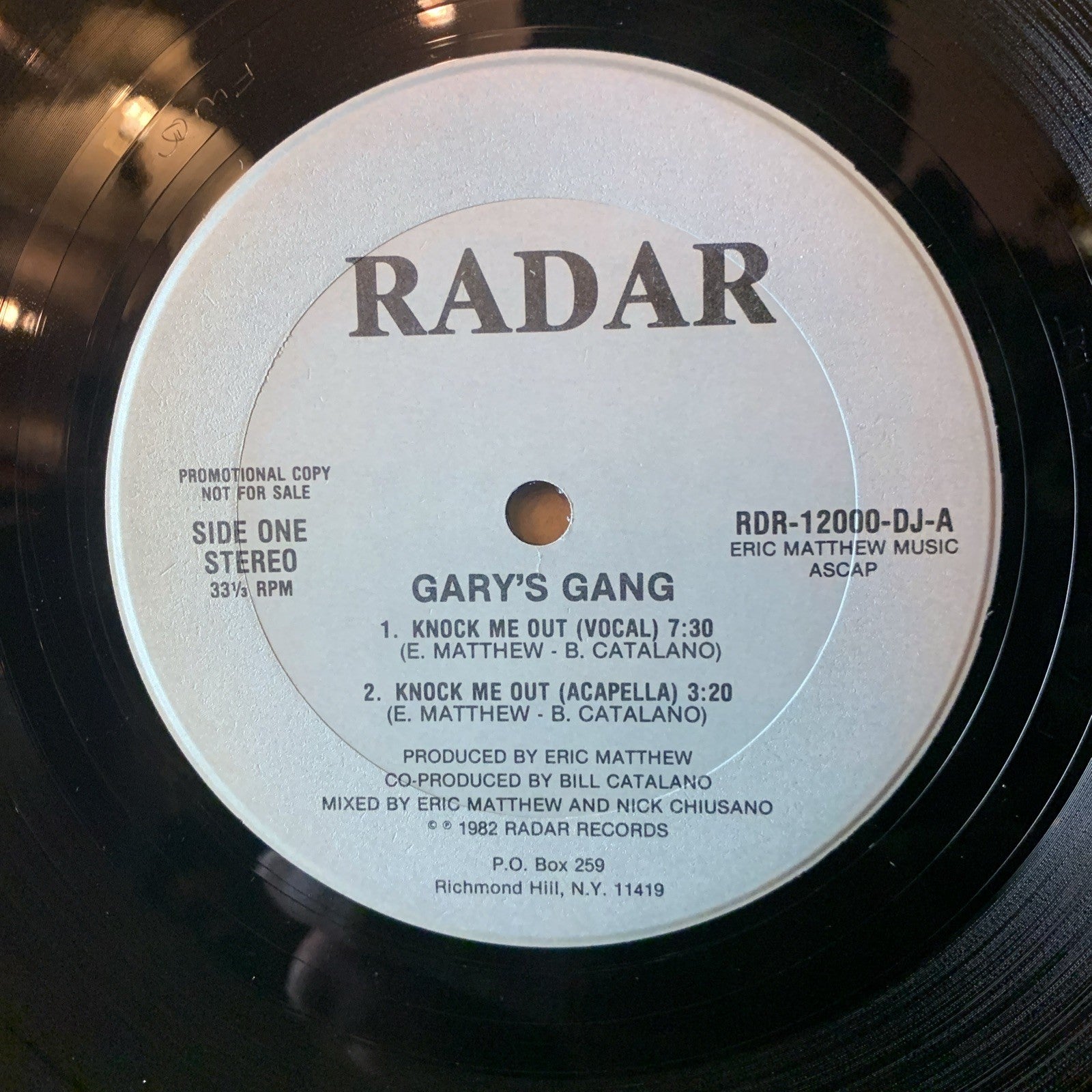 Gary's Gang ‎– Knock Me Out -  Radar Records - 12” Promo - NM (M-)