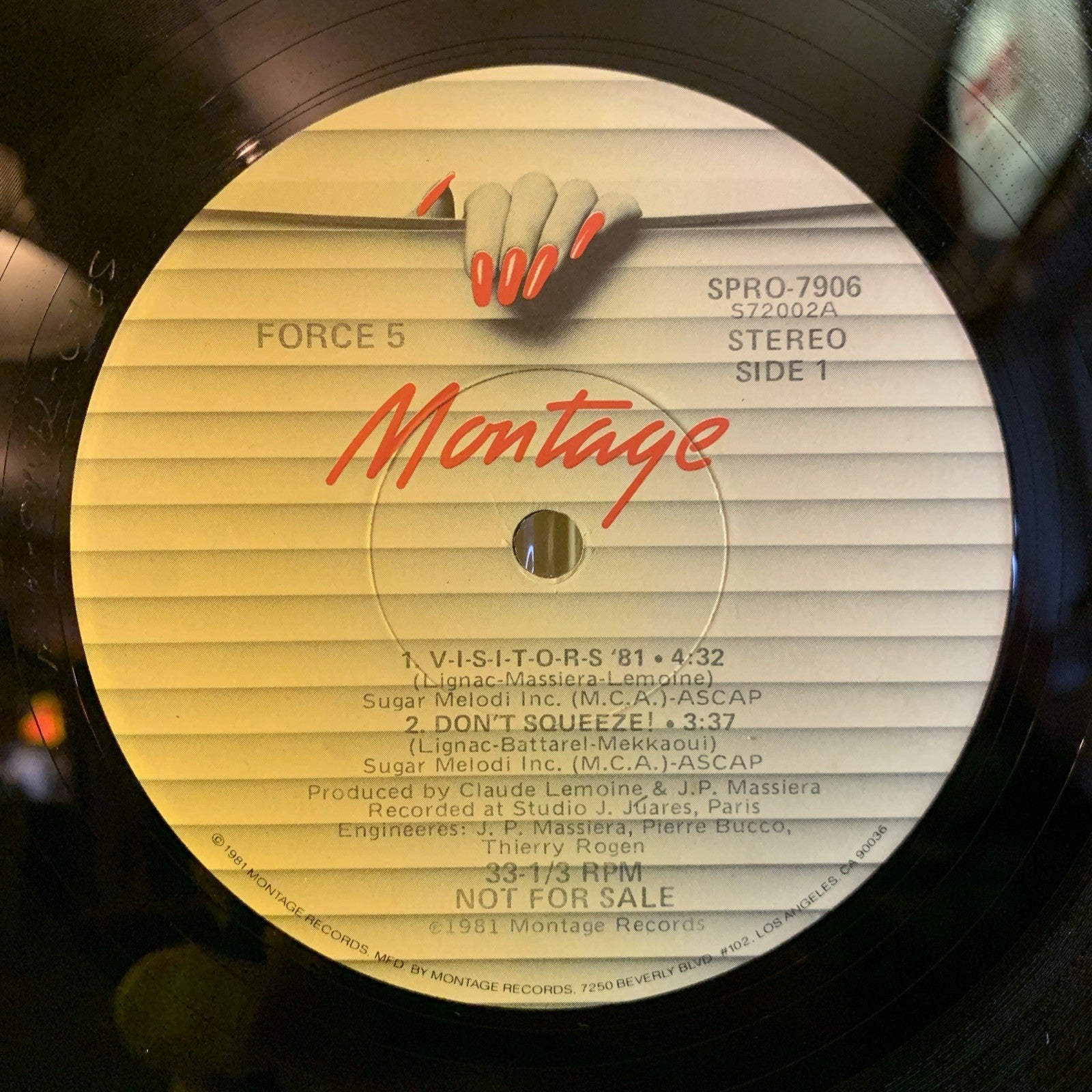 Force 5 – V-I-S-I-T-O-R-S '81 - Montage Records – SPRO-7906 - 12” Promo NM (M-)