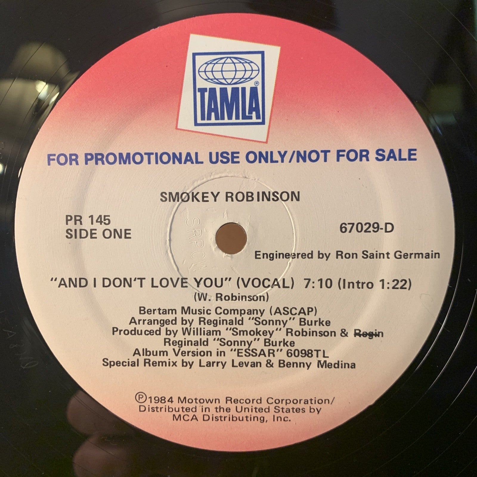 Smokey Robinson – And I Don't Love You - Tamla – PR-145 - 12” Promo - NEAR MINT+