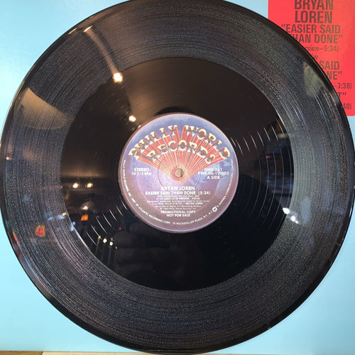 Bryan Loren – Easier Said Than Done - Philly World Records - 12” Promo - NM (M-)