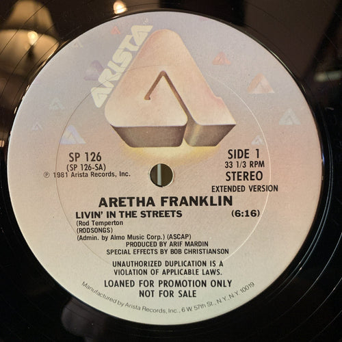 Aretha Franklin ‎– Livin' In The Streets - Arista – SP 126 - 12” Promo - NM(M-)