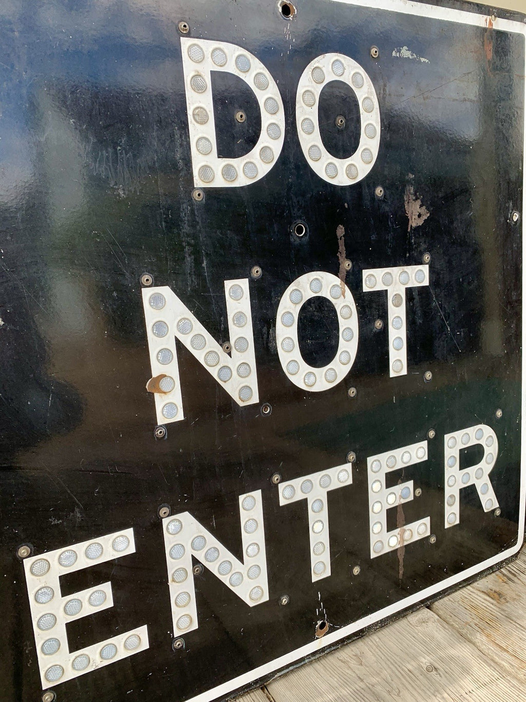 Original 1950s Porcelain DO NOT ENTER Freeway Sign With Reflectors