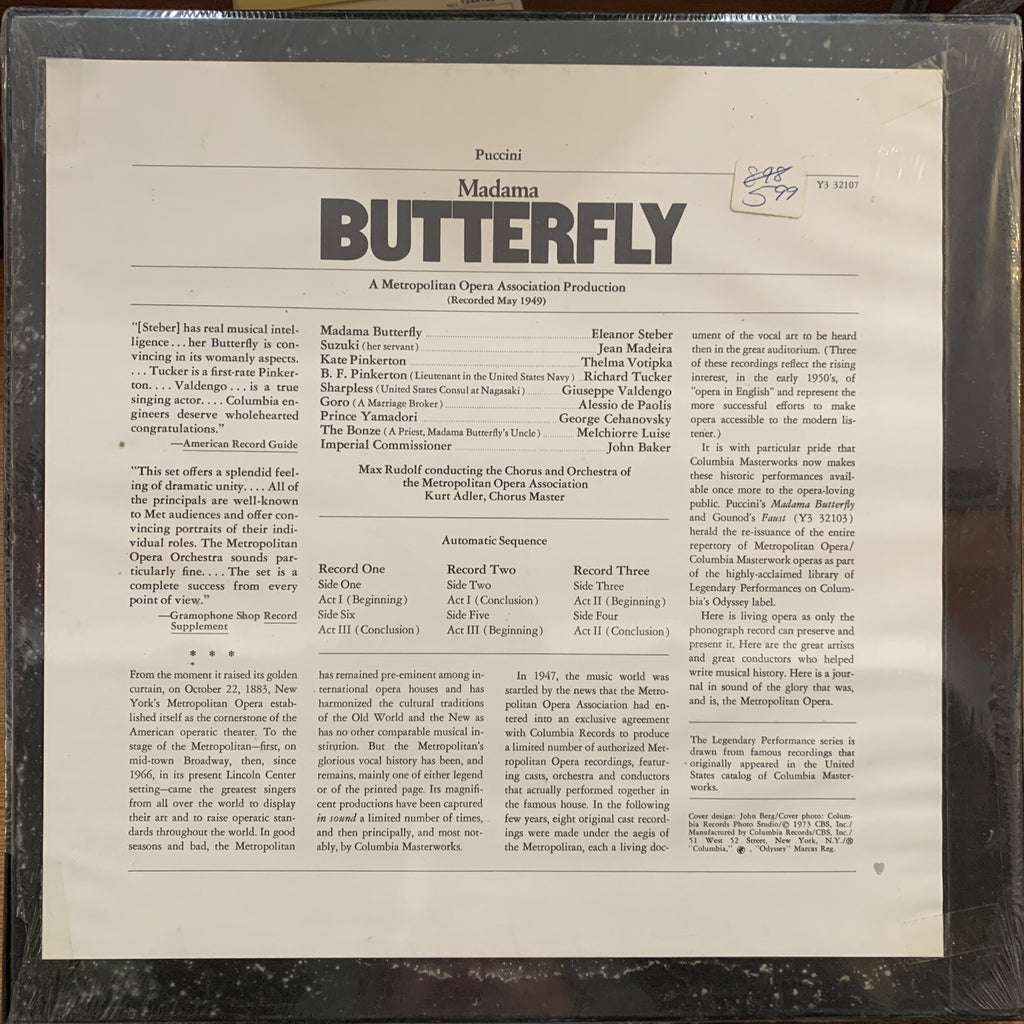 PUCCINI - MADAMA BUTTERFLY LP - SEALED