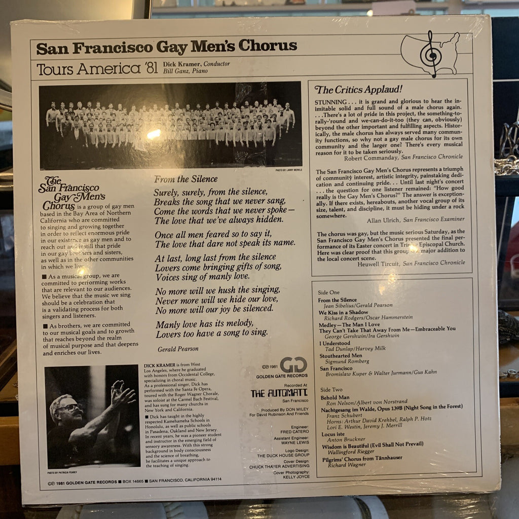 SAN FRANCISCO GAY MEN'S CHORUS TOURS AMERICA 81 DICK KRAMER CONDUCTOR LP VINYL