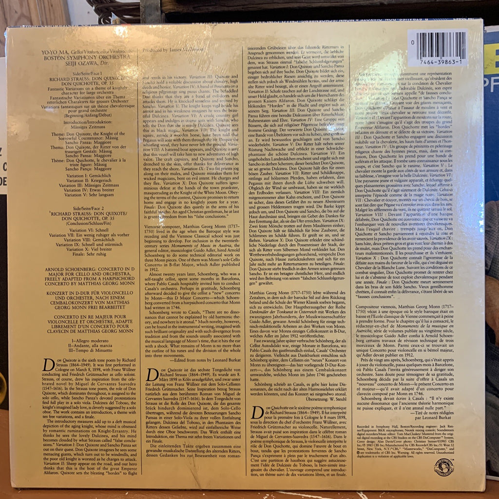 Yo-Yo Ma, Seiji Ozawa /Boston Symphony - Strauss Don Quixote LP - MINT SEALED