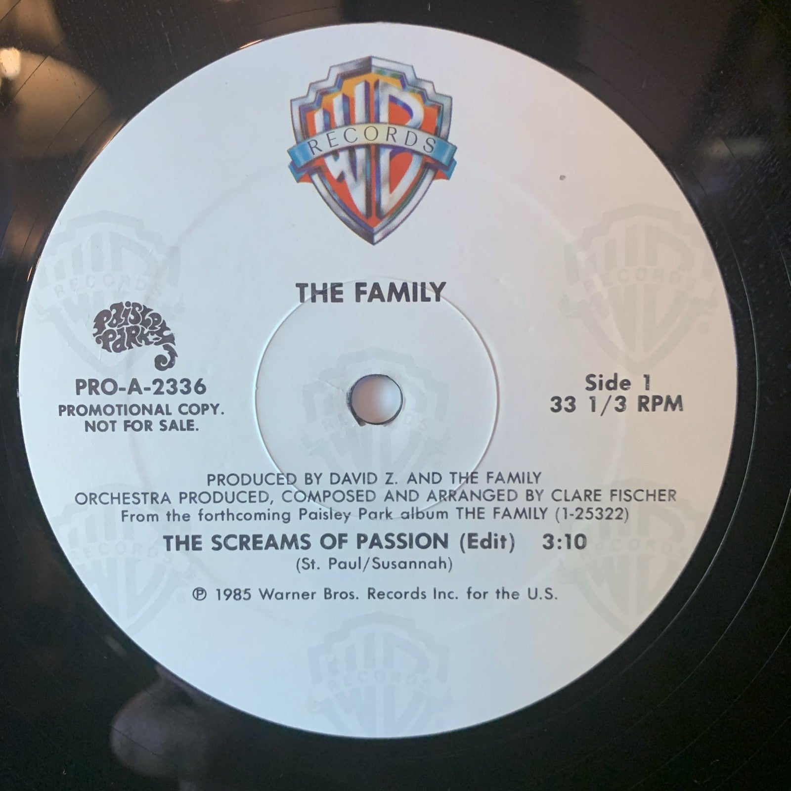 The Family – The Screams Of Passion - Paisley Park – PRO-A-2336 - 12” Promo - NM
