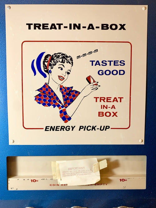 Antique 1950s Treat-In-A-Box Vending Machine - Working - With Key - Paperwork