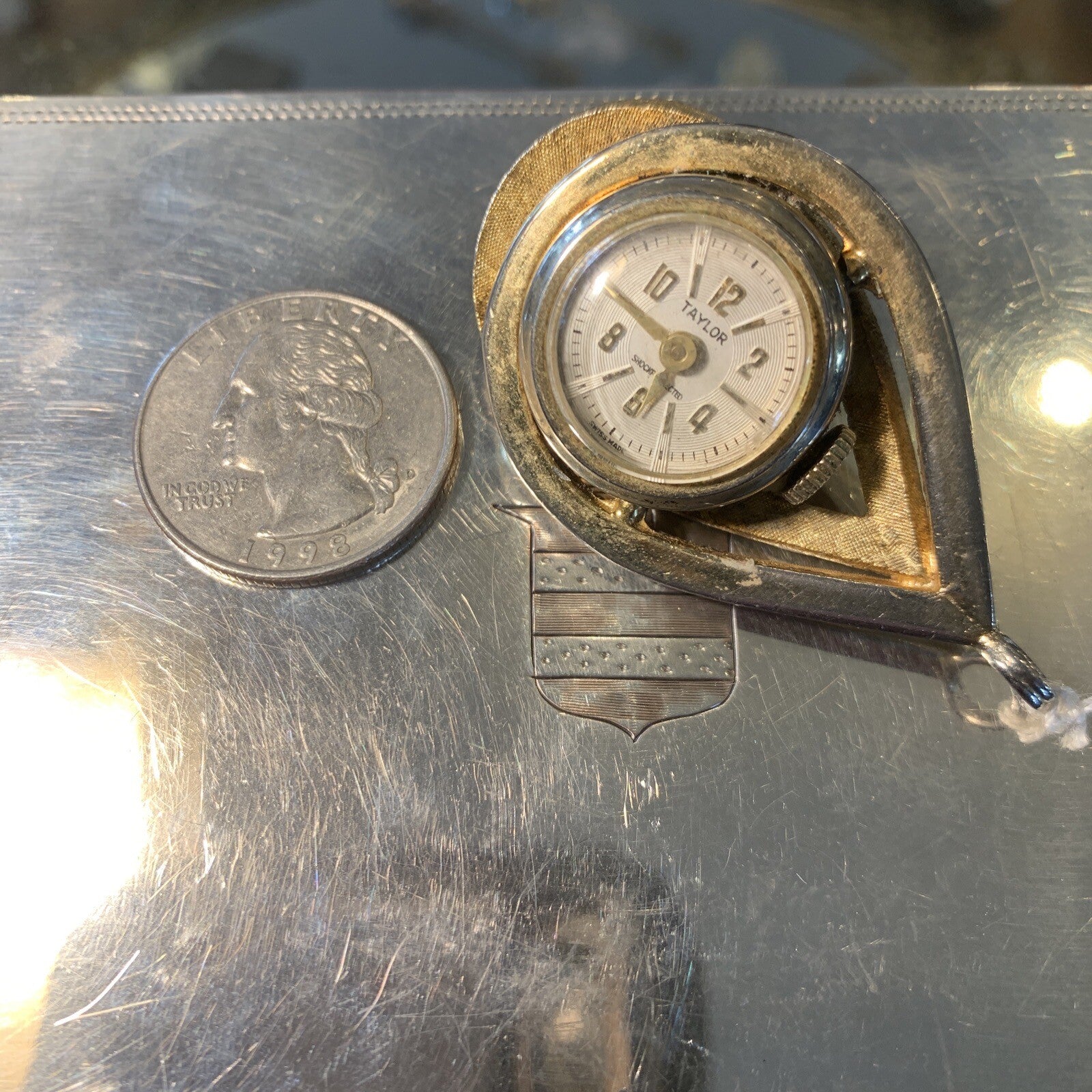 Vintage Cameo Necklace Pendant With A Taylor Watch/Clock - Still Works