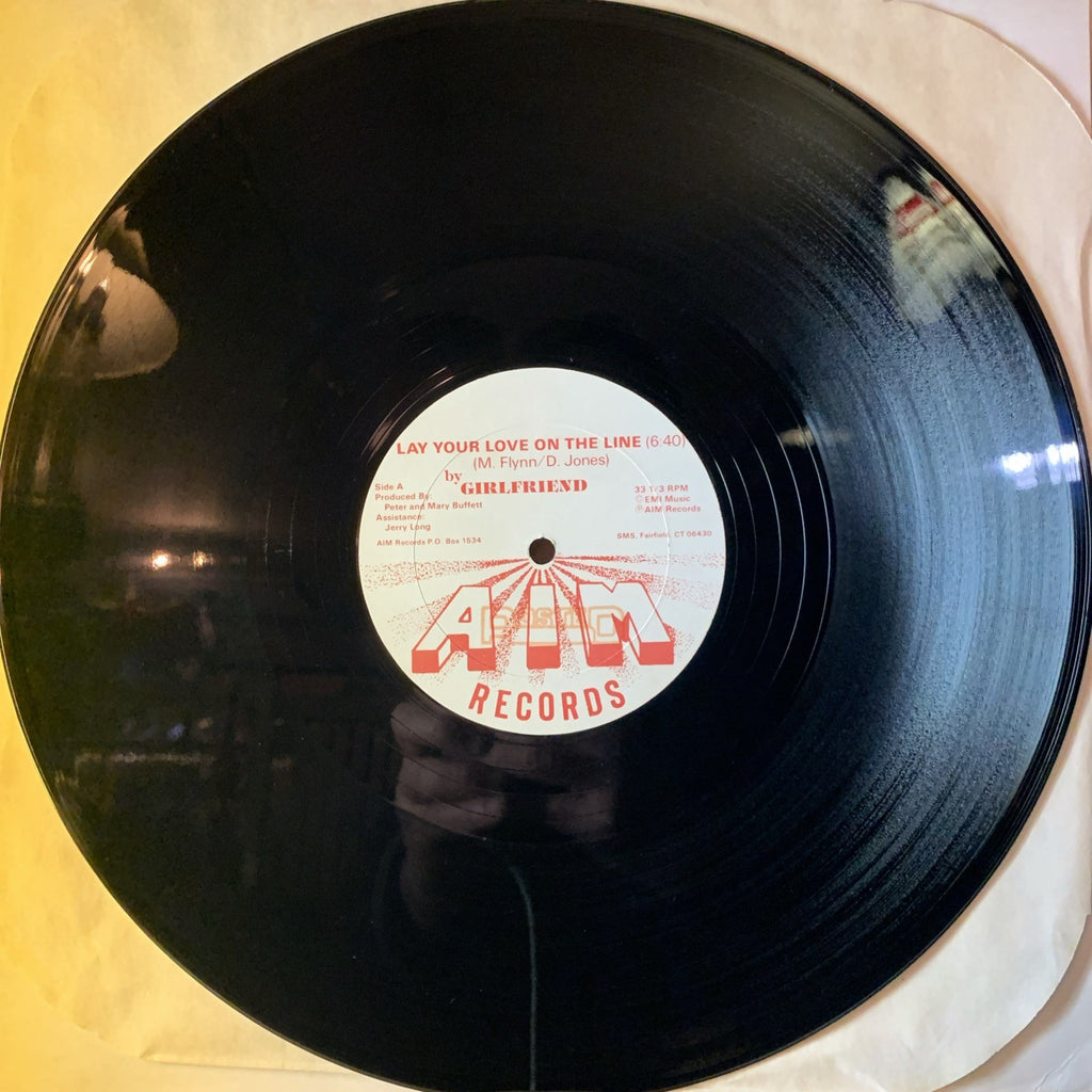 Girlfriend – Lay Your Love On The Line - AIM Records – AIM 12104 - 12” Promo NM