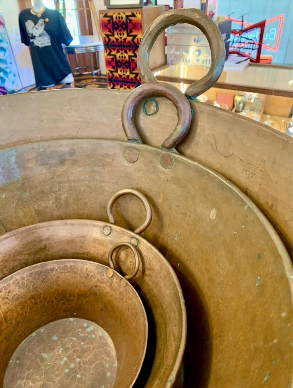 Set Of Antique Copper Pots