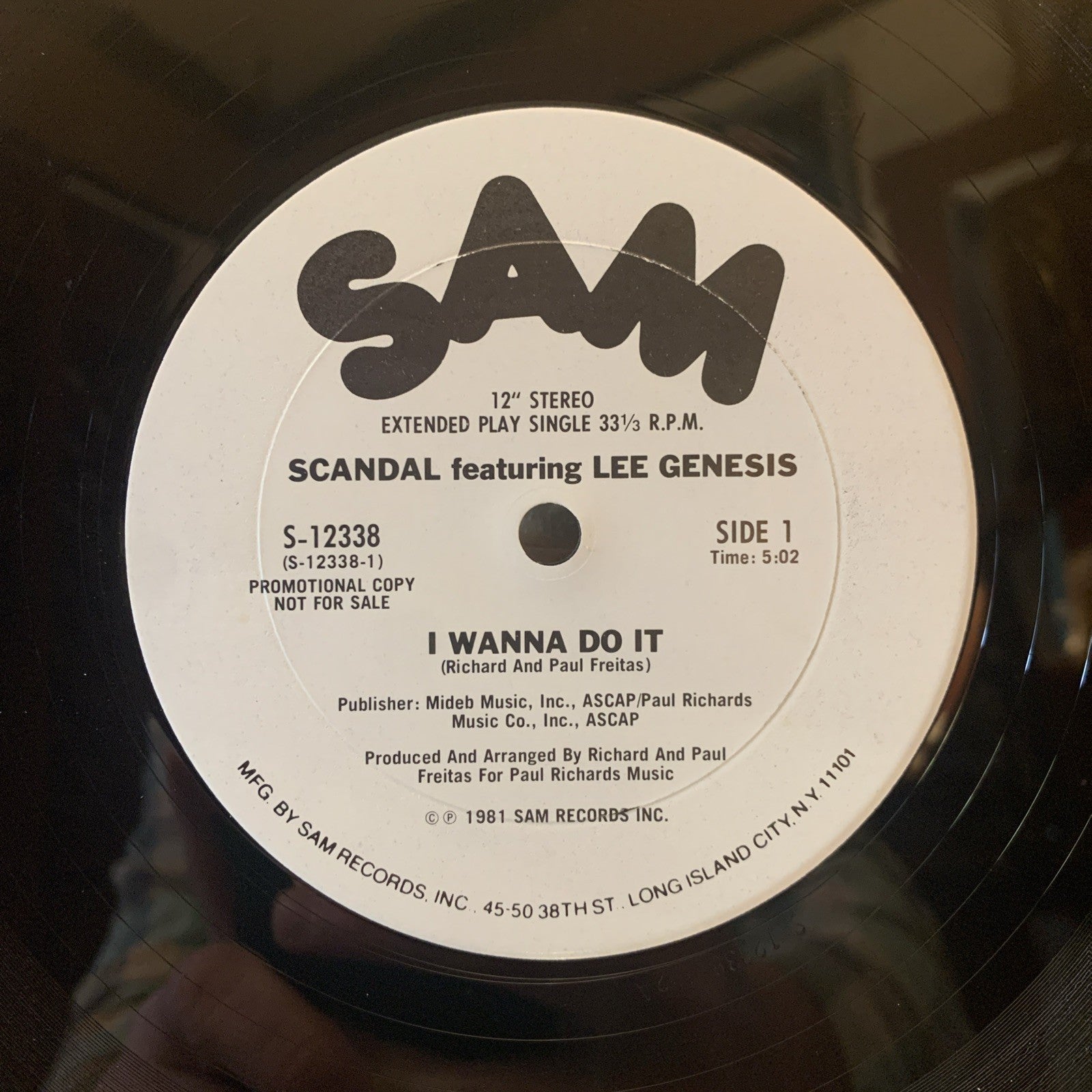 Scandal Featuring Lee Genesis – I Wanna Do It - Sam Records – 12” Promo - NM+