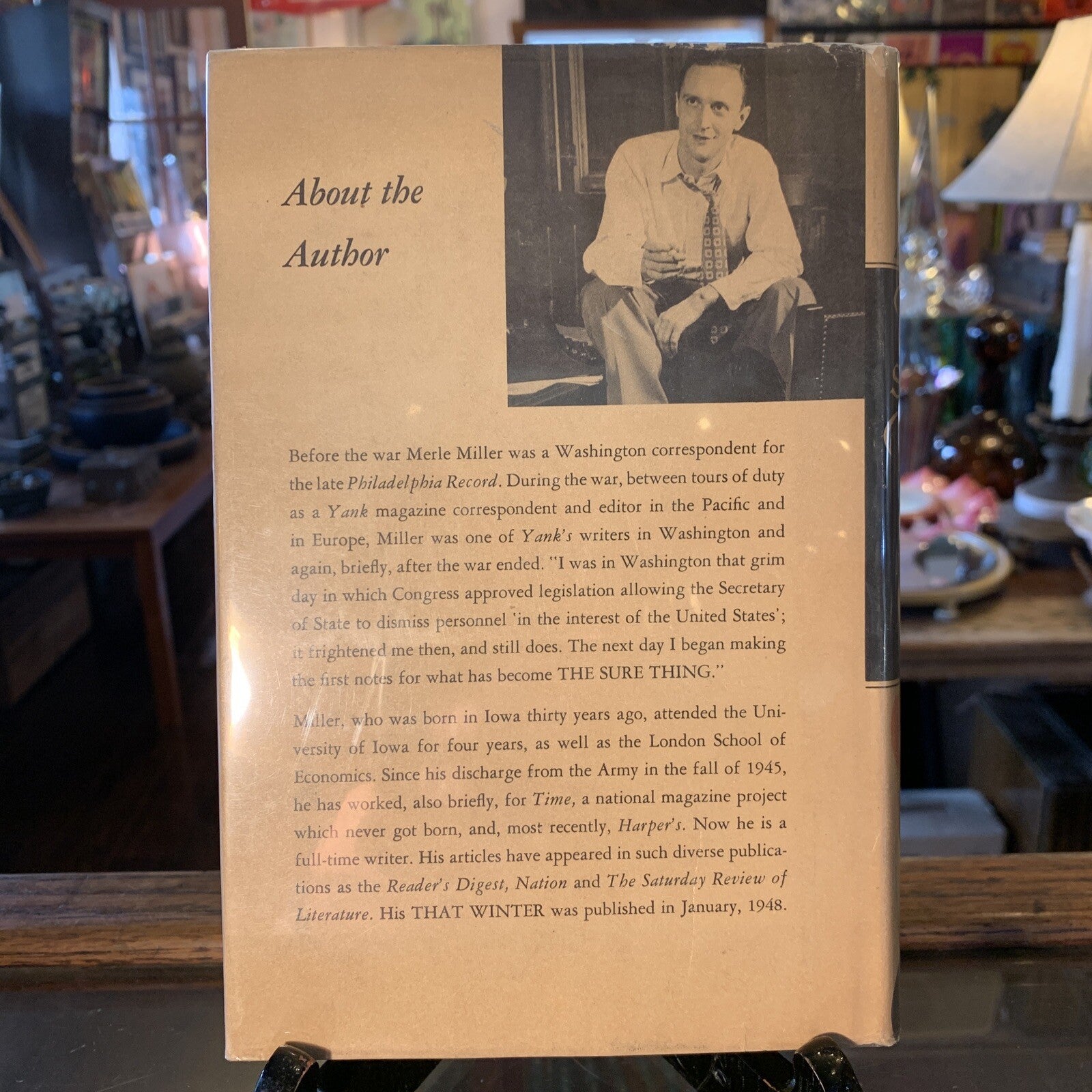 The Sure Thing Merle Miller Signed First Edition 1949