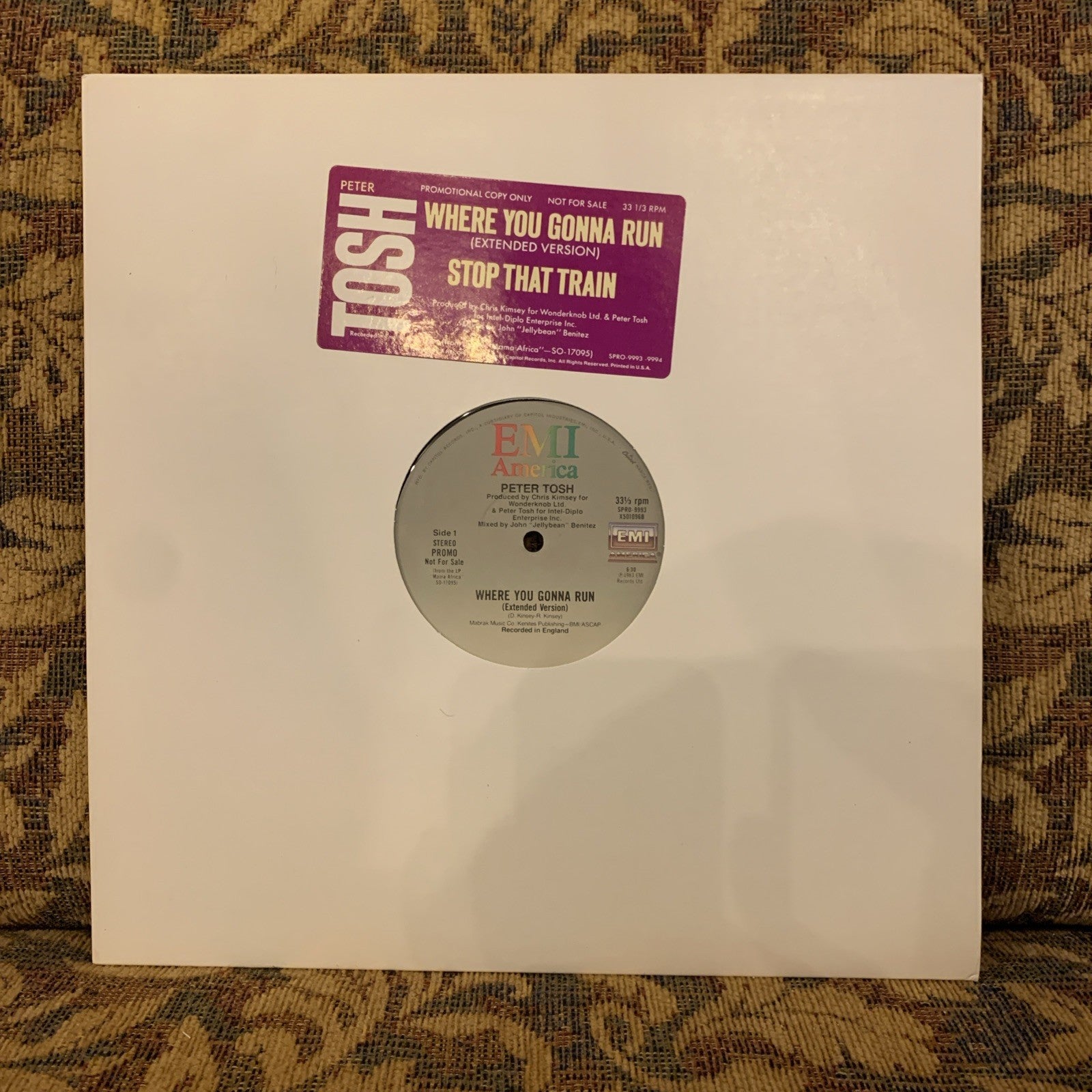 Peter Tosh ‎– Where You Gonna Run / Stop That Train - 12” Promo - NEAR MINT+