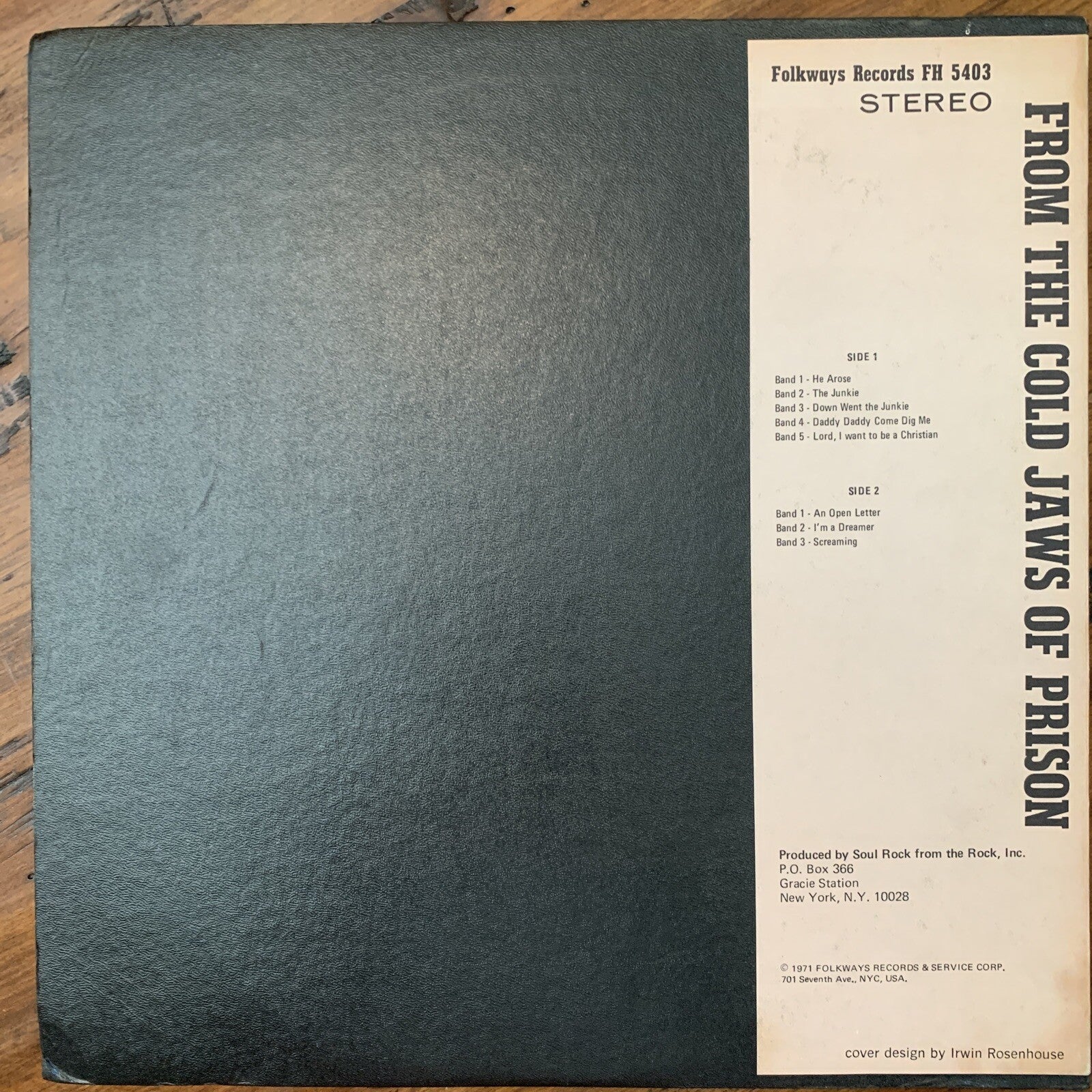 Folkways From The Cold Jaws Of Prison - Inmate Music Poetry Vinyl - EX/EX