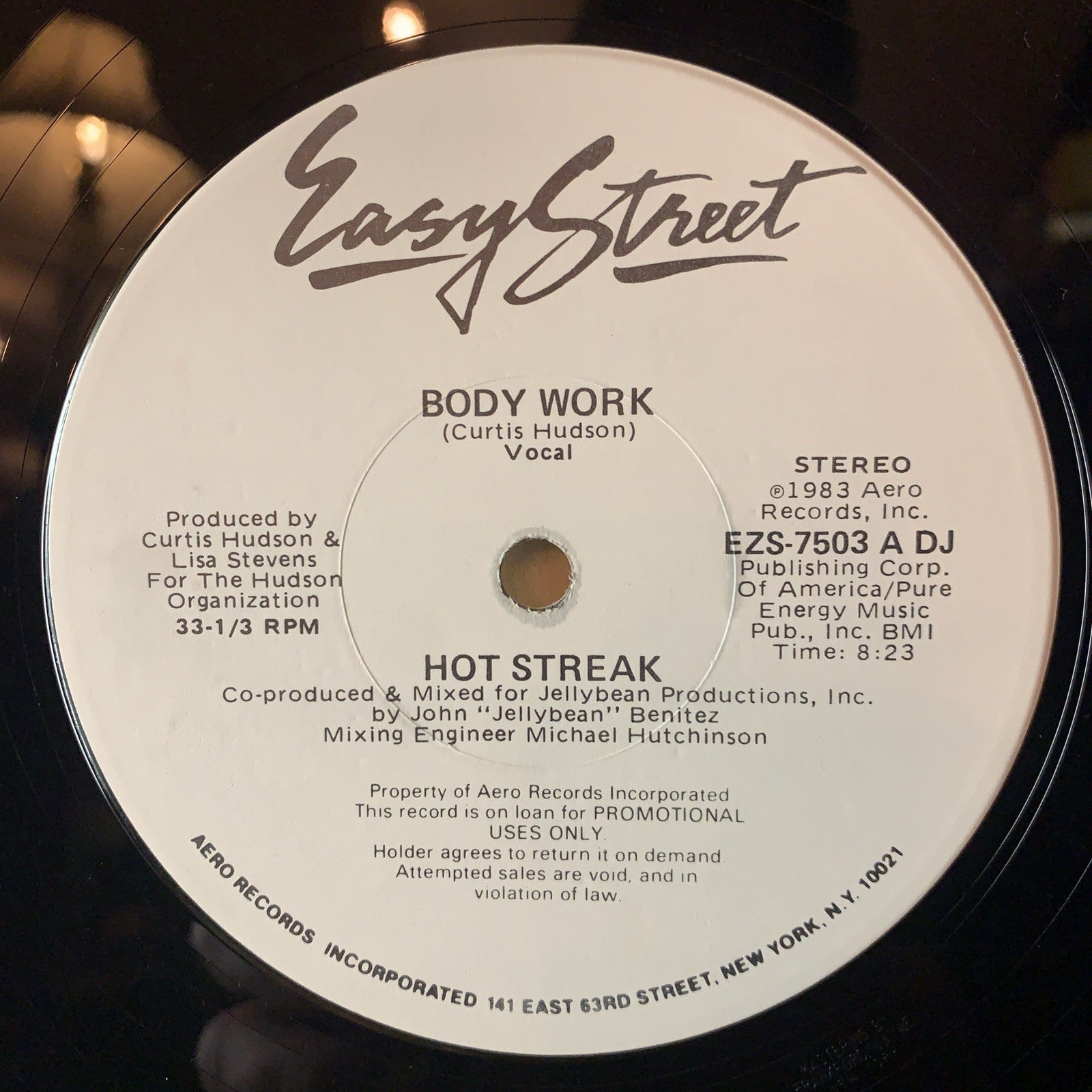 Hot Streak ‎– Body Work -  Easy Street Records - 12” Promo - NM (M-)
