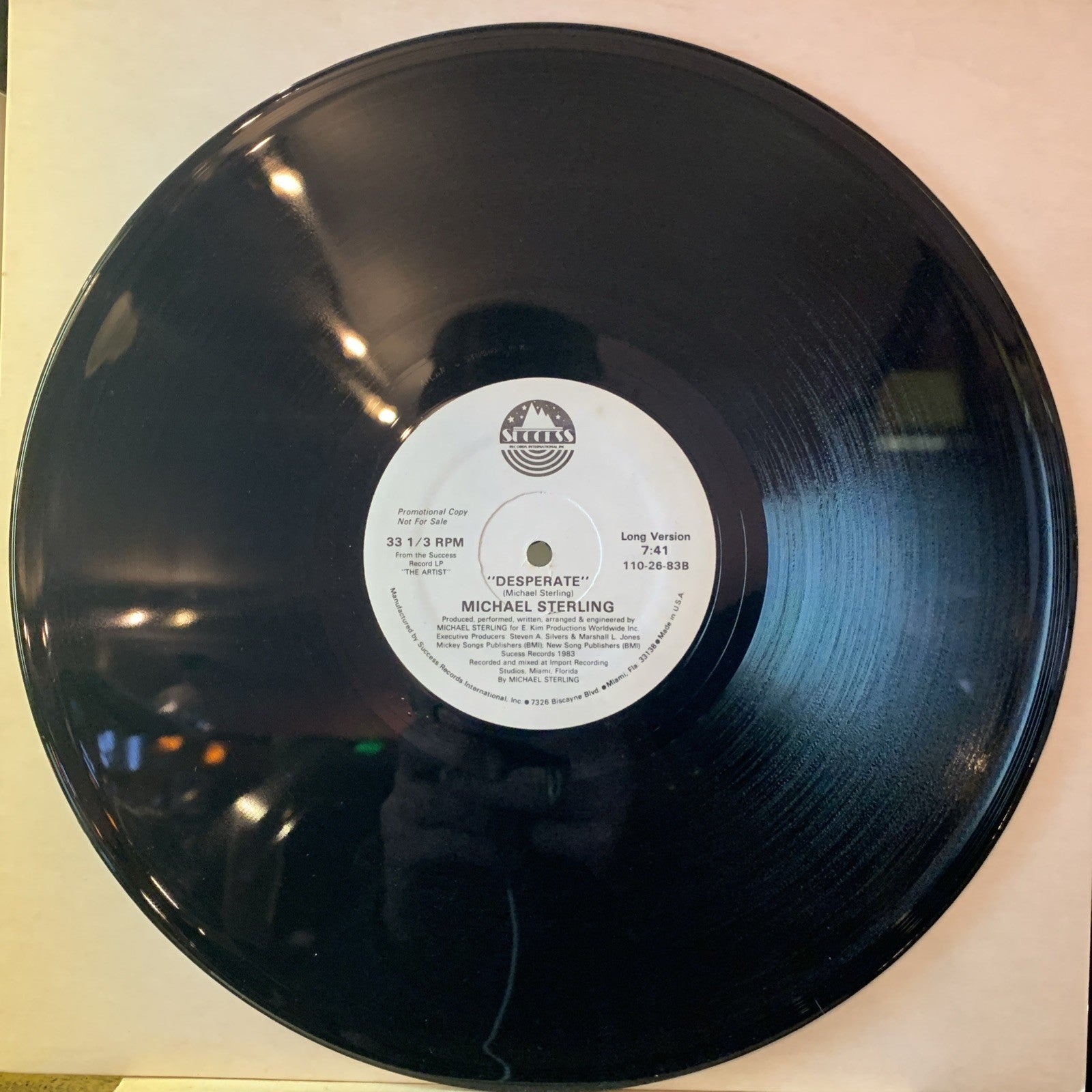 Michael Sterling ‎– Desperate - Success Records ‎– 110-26-83 - 12” Promo - NM+