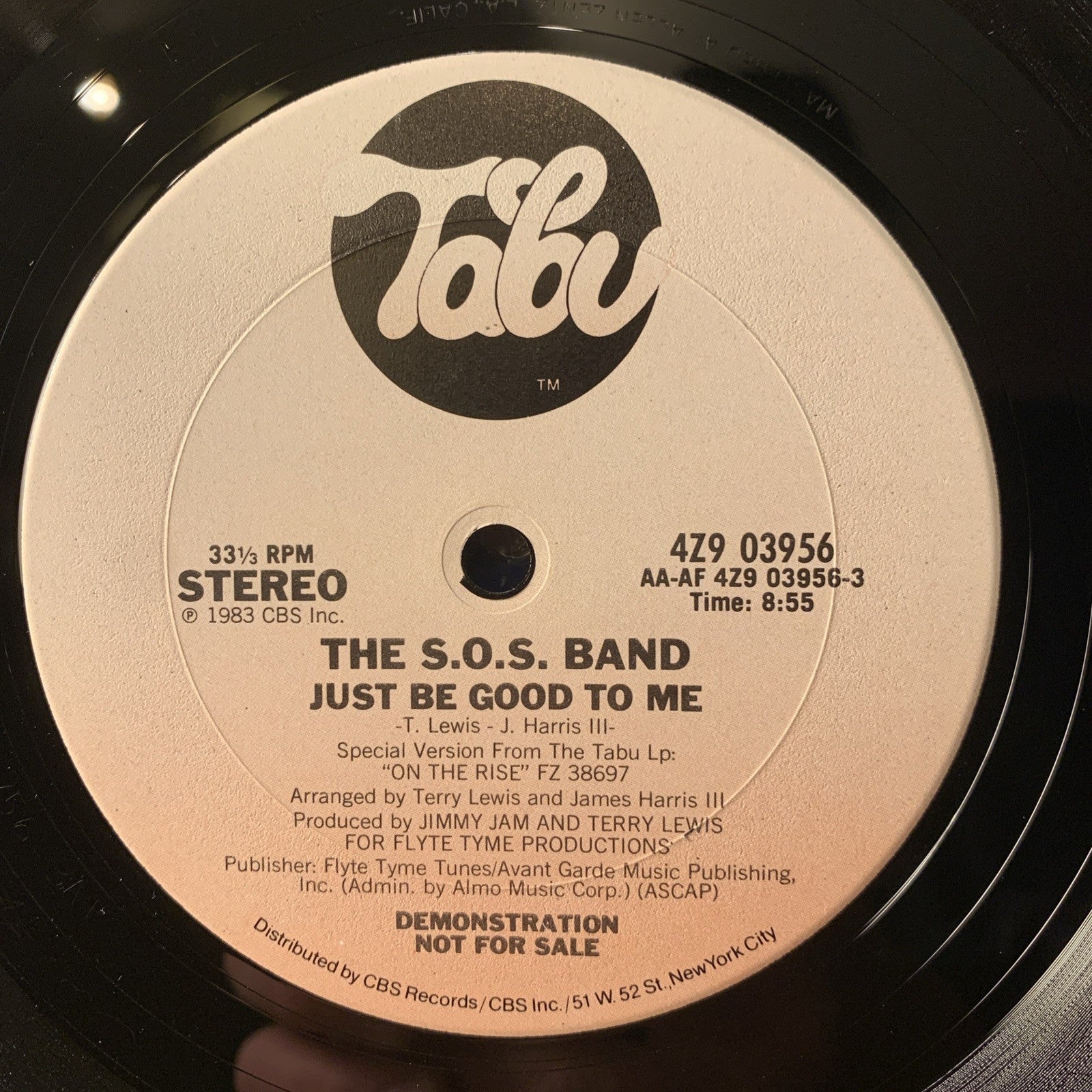 The S.O.S. Band ‎– Just Be Good To Me - Tabu Records ‎– 4Z9 03956 - 12” Promo NM